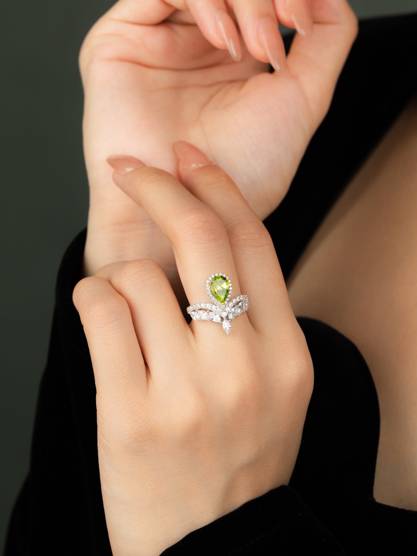 Sicilian Olive: S925 Natural Peridot Ring