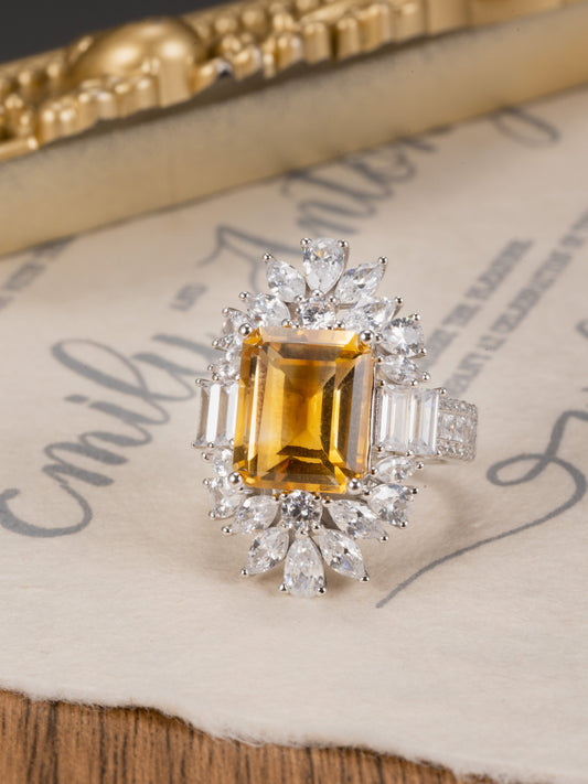 Glistening stars: S925 Golden Citrine Radiance Ring