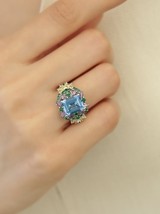 Monet’s Garden: S925 Natural Topaz Ring