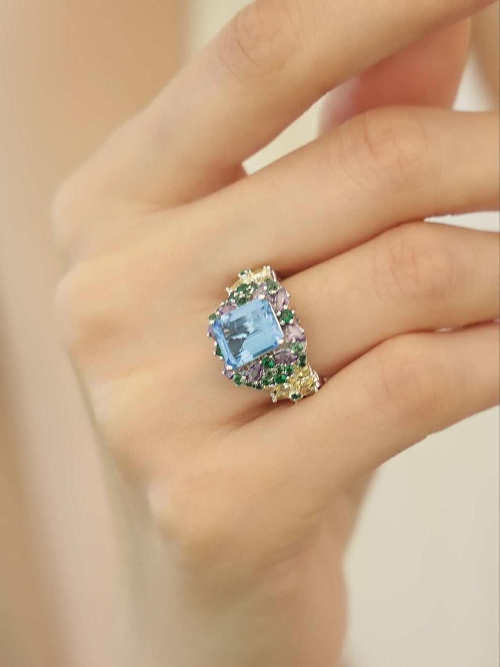 Monet’s Garden: S925 Natural Topaz Ring
