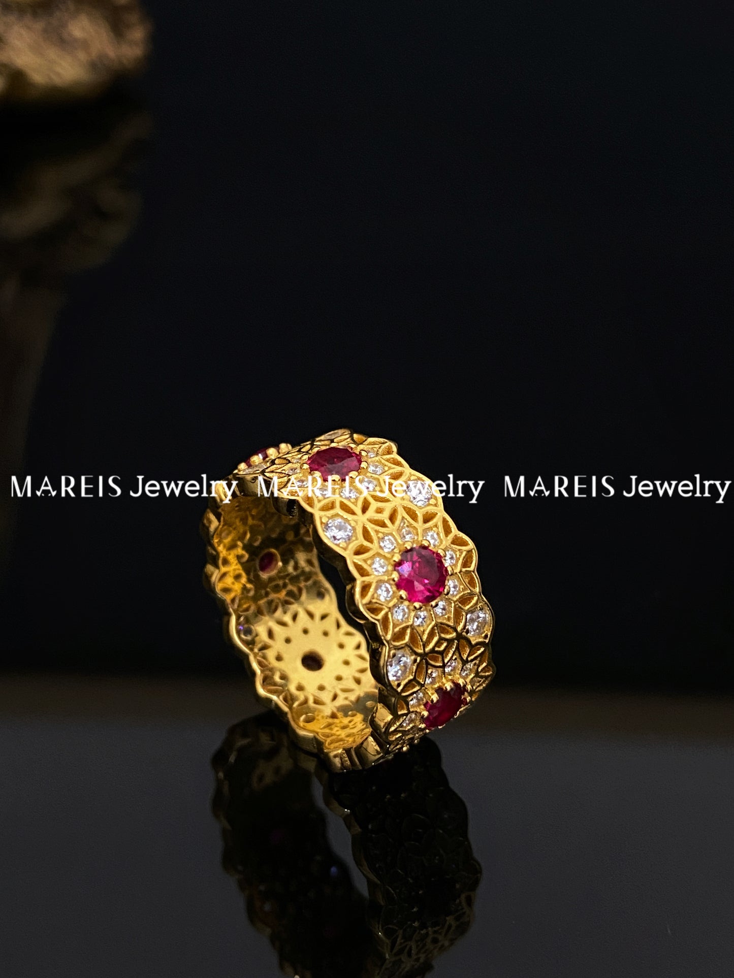18K Gold Plated Rose Window Ring
