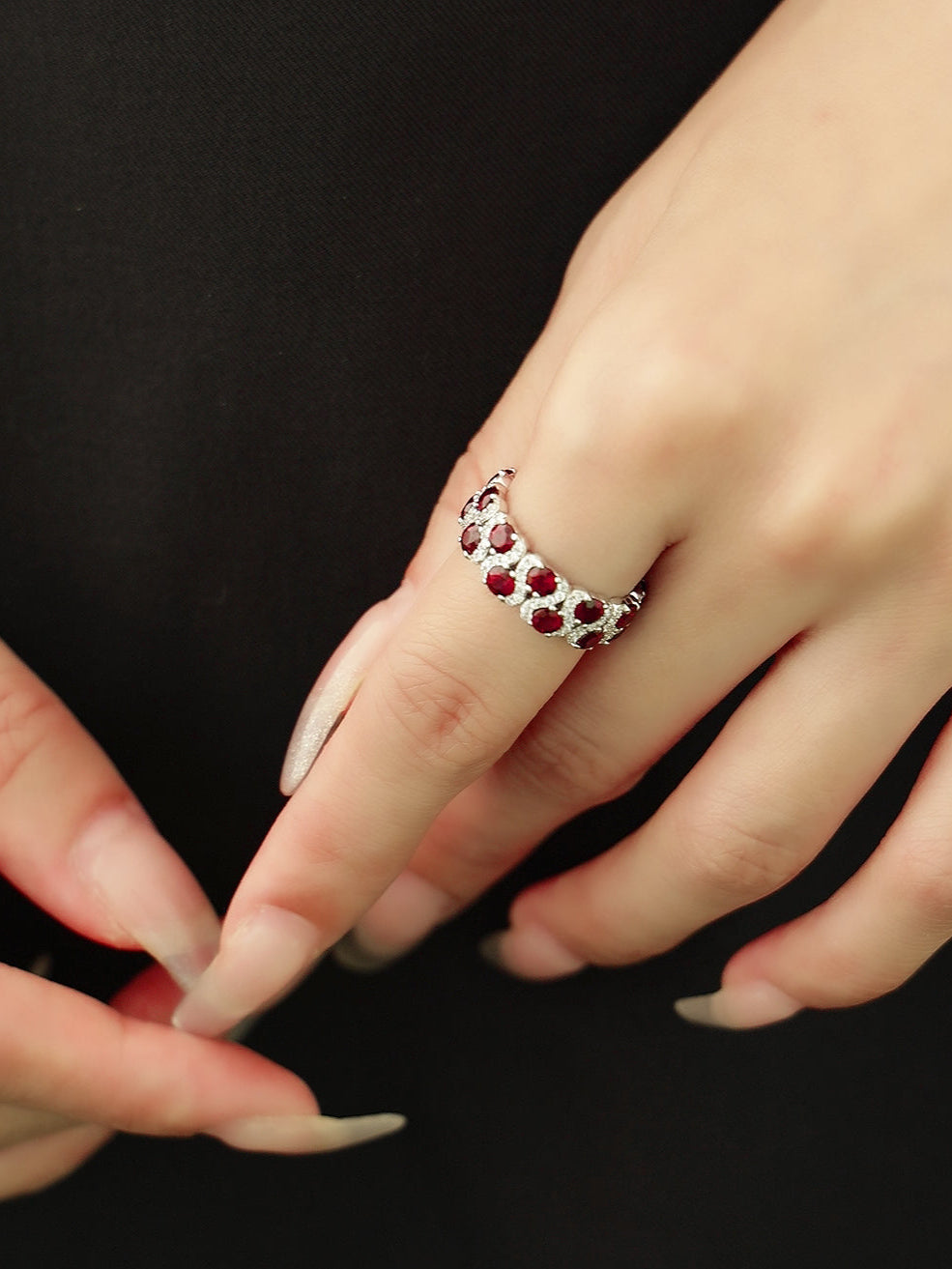 Starlit Splendor: S925 Natural Garnet Ring