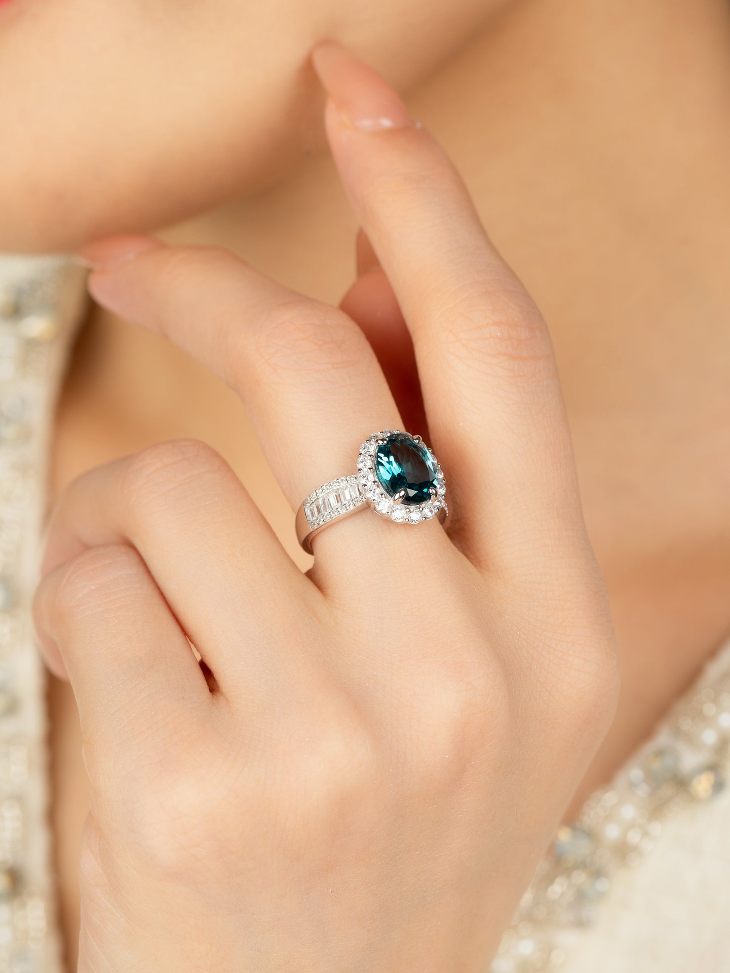 Sapphire Dream: S925 Natural London Blue Topaz Ring