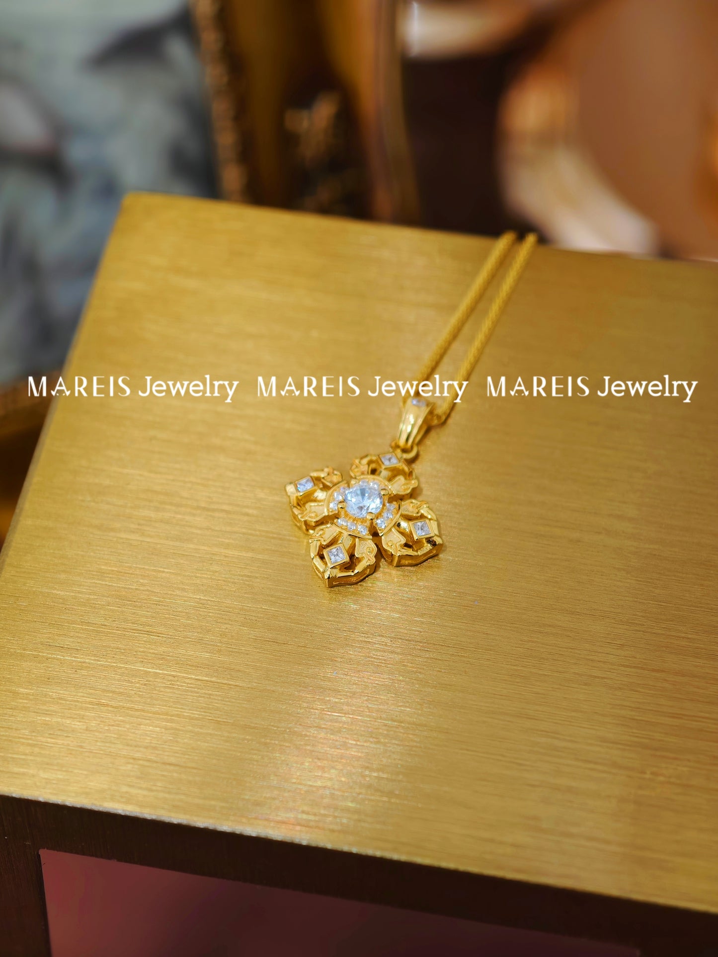 18K Gold Plated Filigree Vajra Pendant