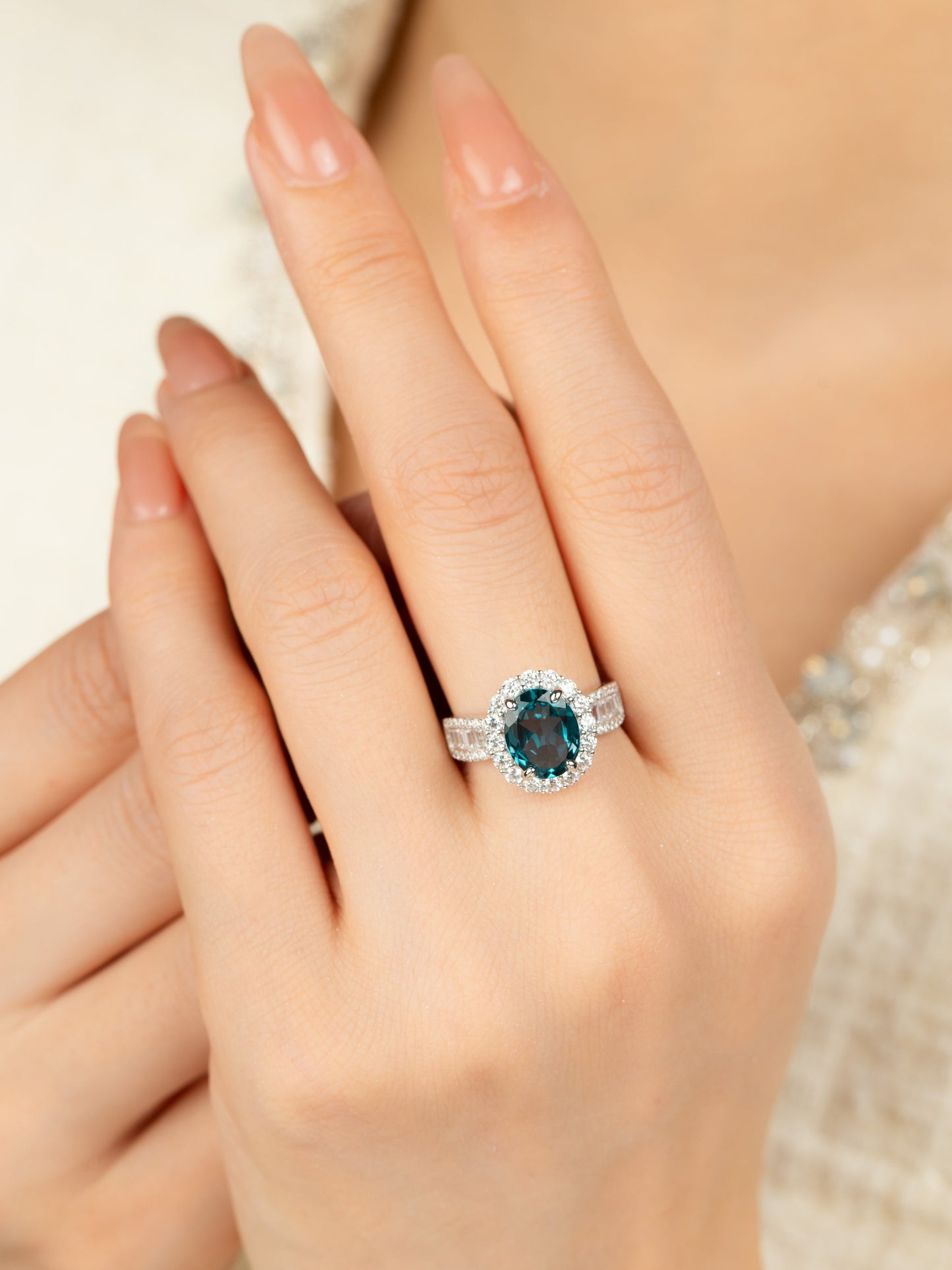 Sapphire Dream: S925 Natural London Blue Topaz Ring