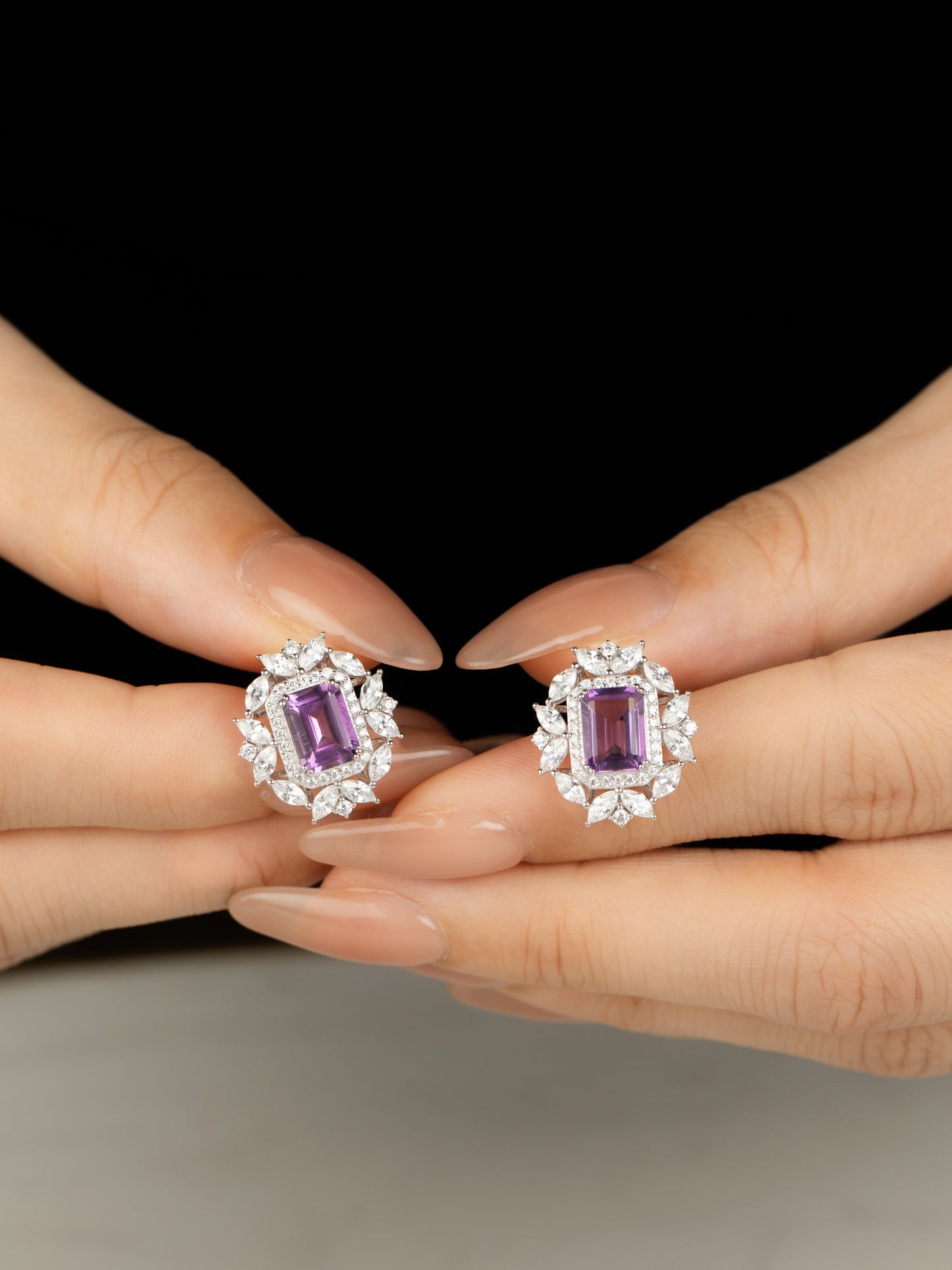 Starlit Reverie : S925 Natural Amethyst Earrings