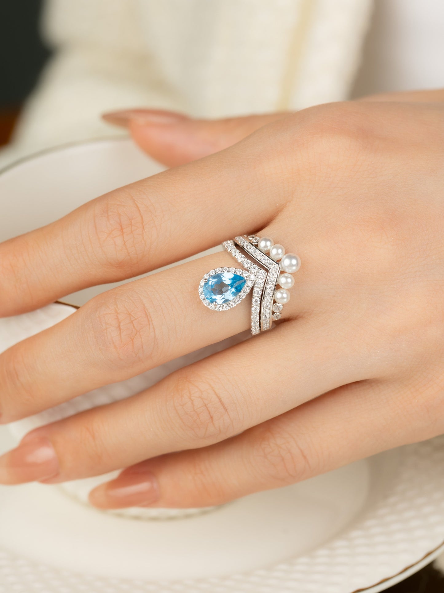 Frostborn Tears: S925 Natural Topaz Ring