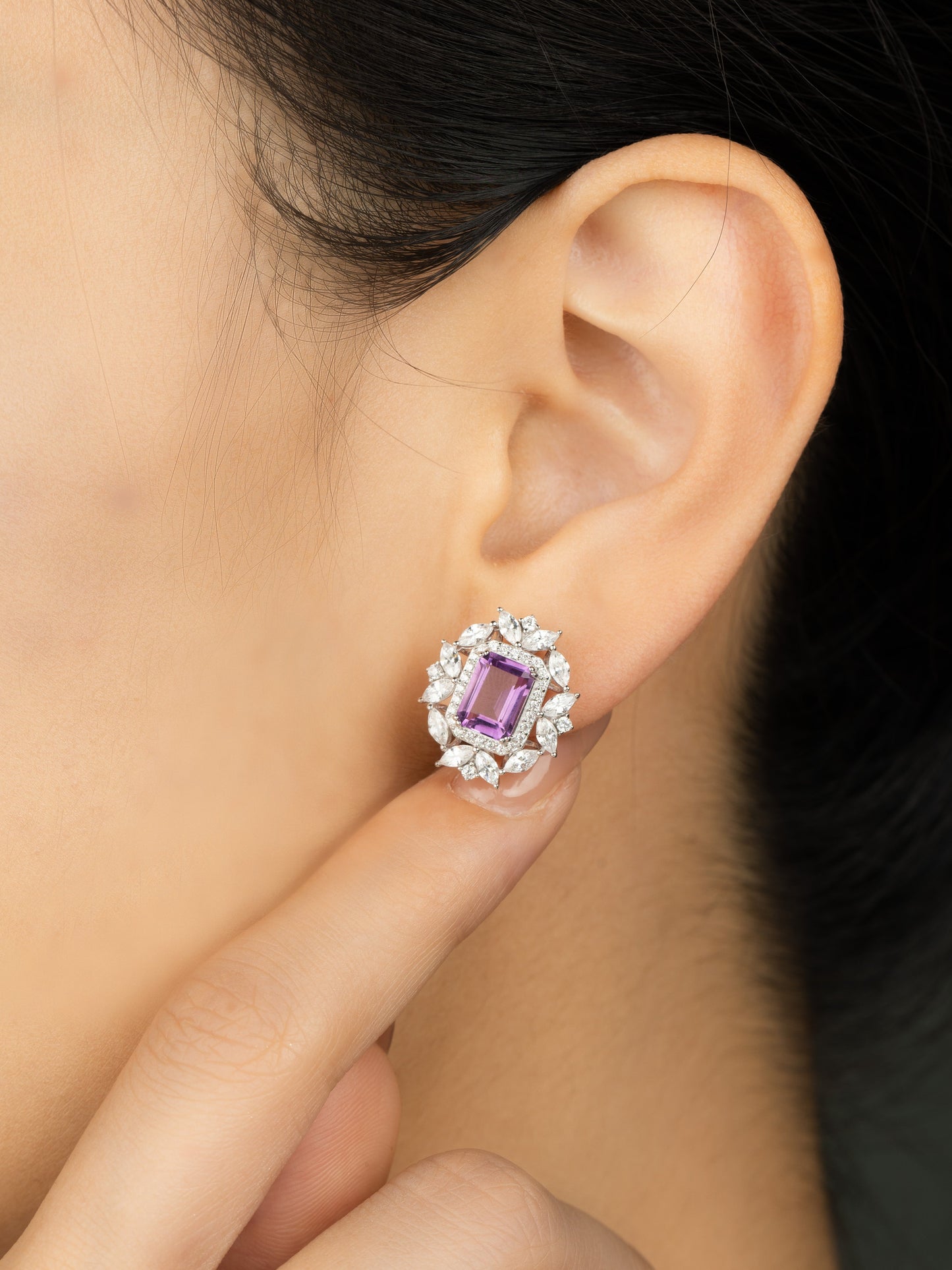 Starlit Reverie : S925 Natural Amethyst Earrings