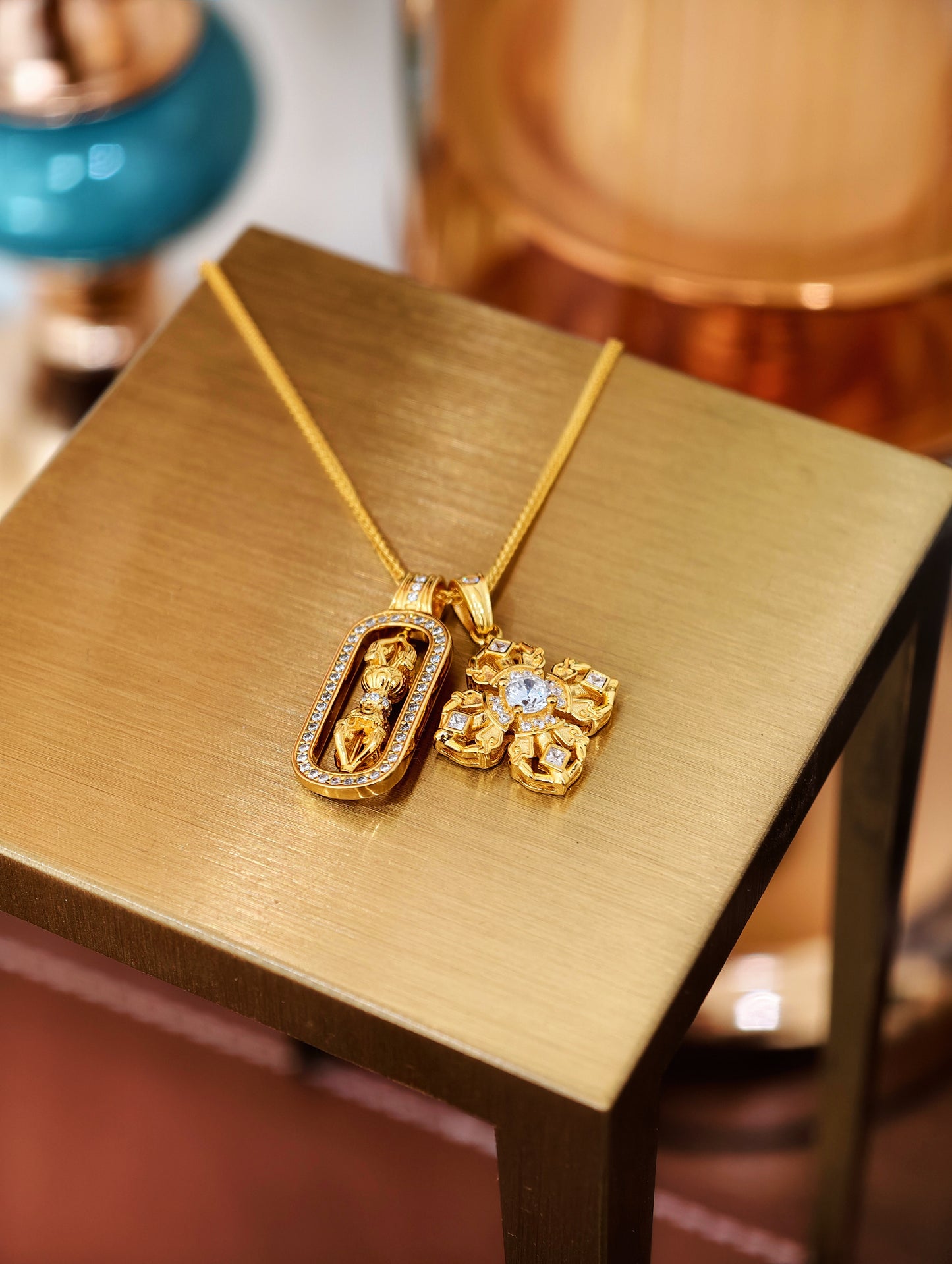 18K Gold Plated Filigree Vajra Pendant