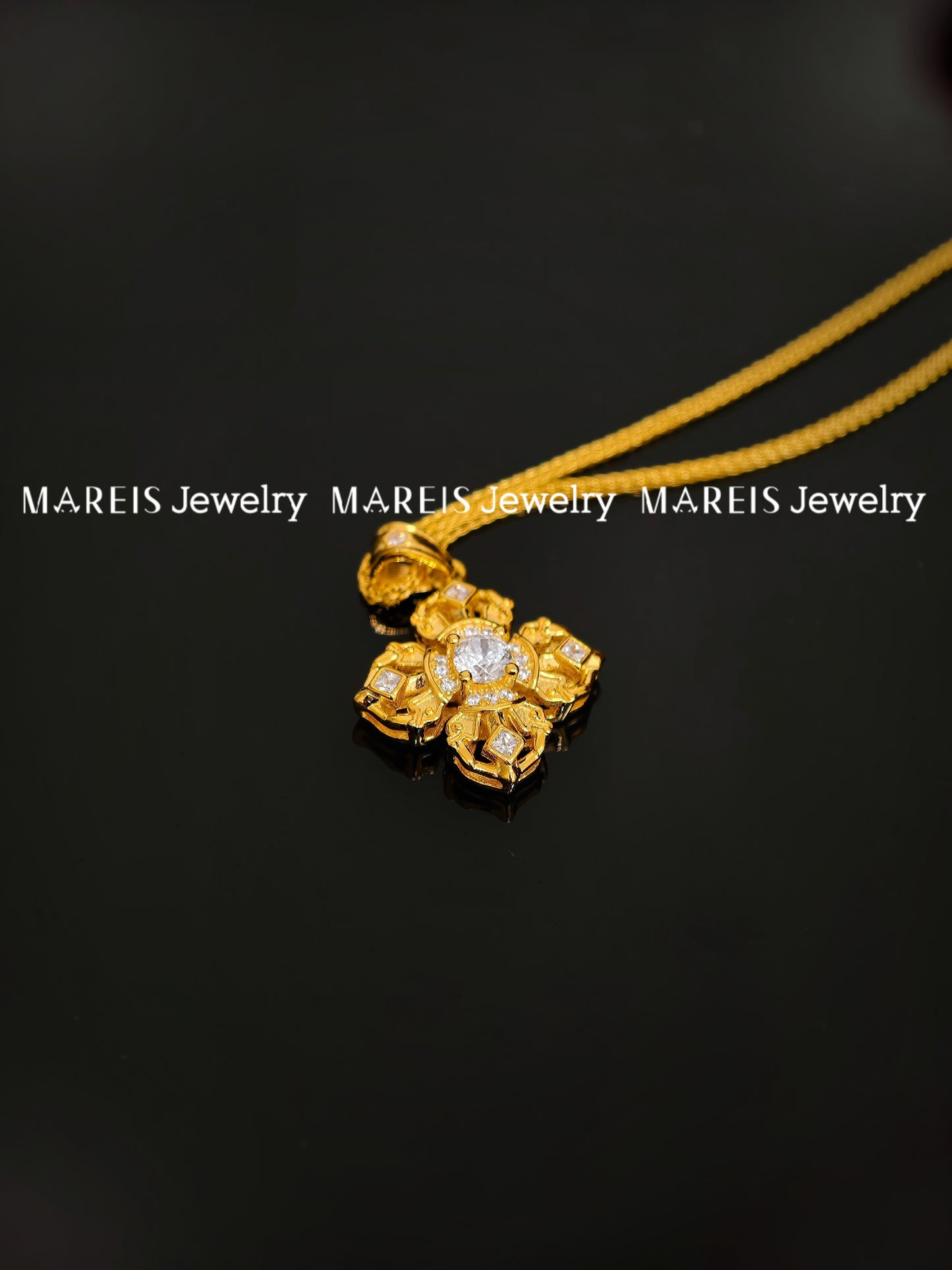 18K Gold Plated Filigree Vajra Pendant