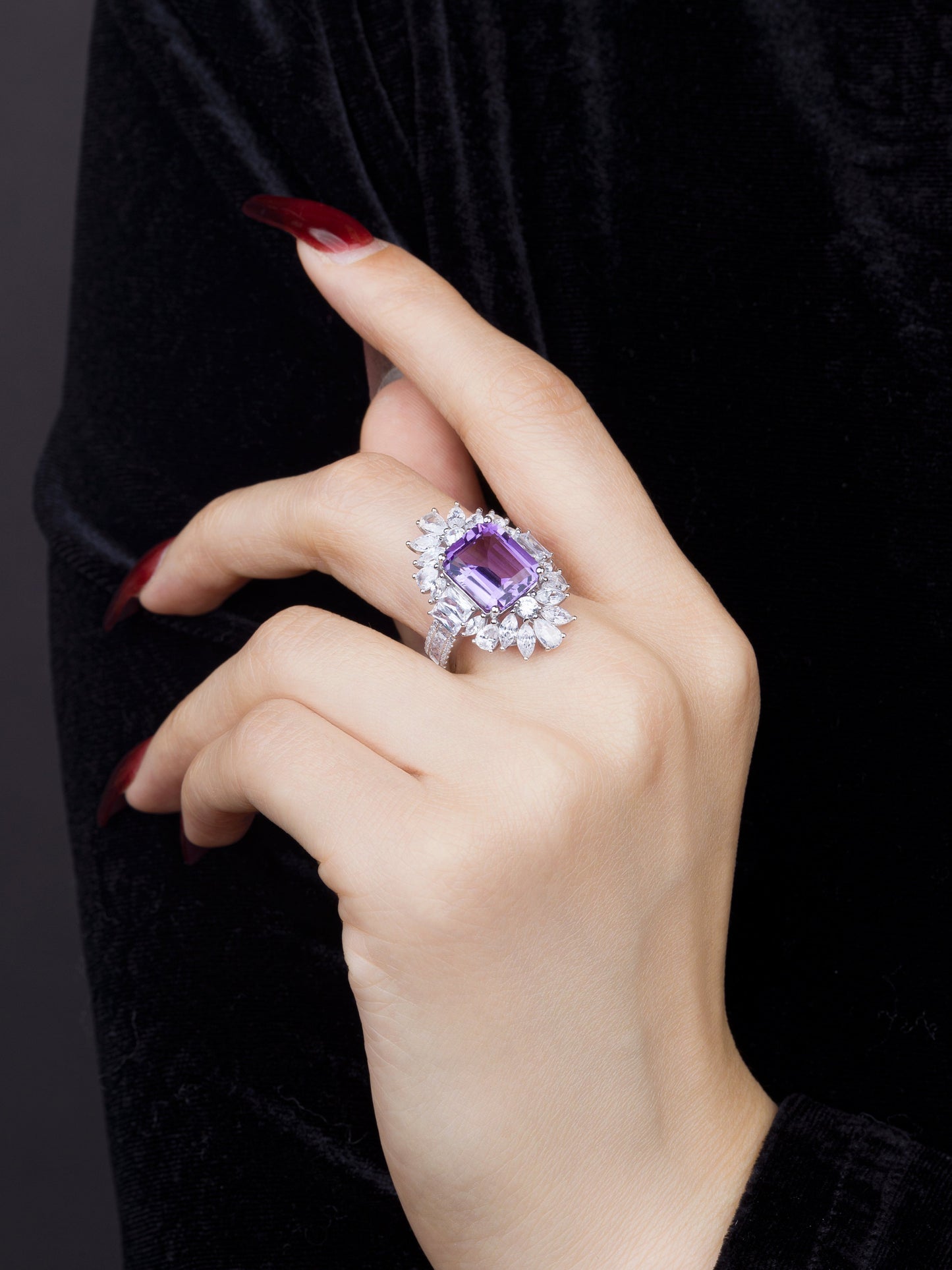 Starlit Reverie : S925 Natural Amethyst Ring