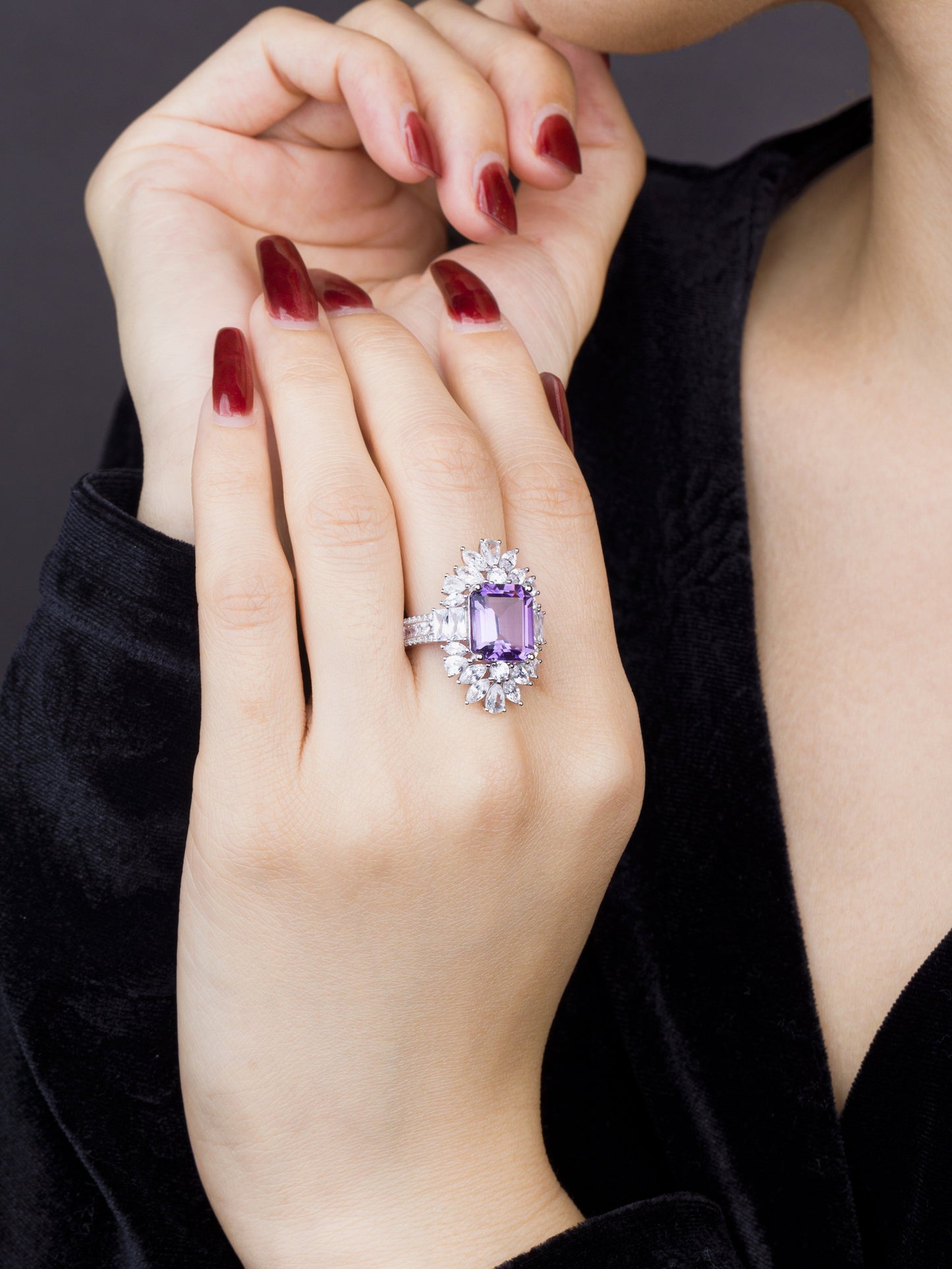 Starlit Reverie : S925 Natural Amethyst Ring
