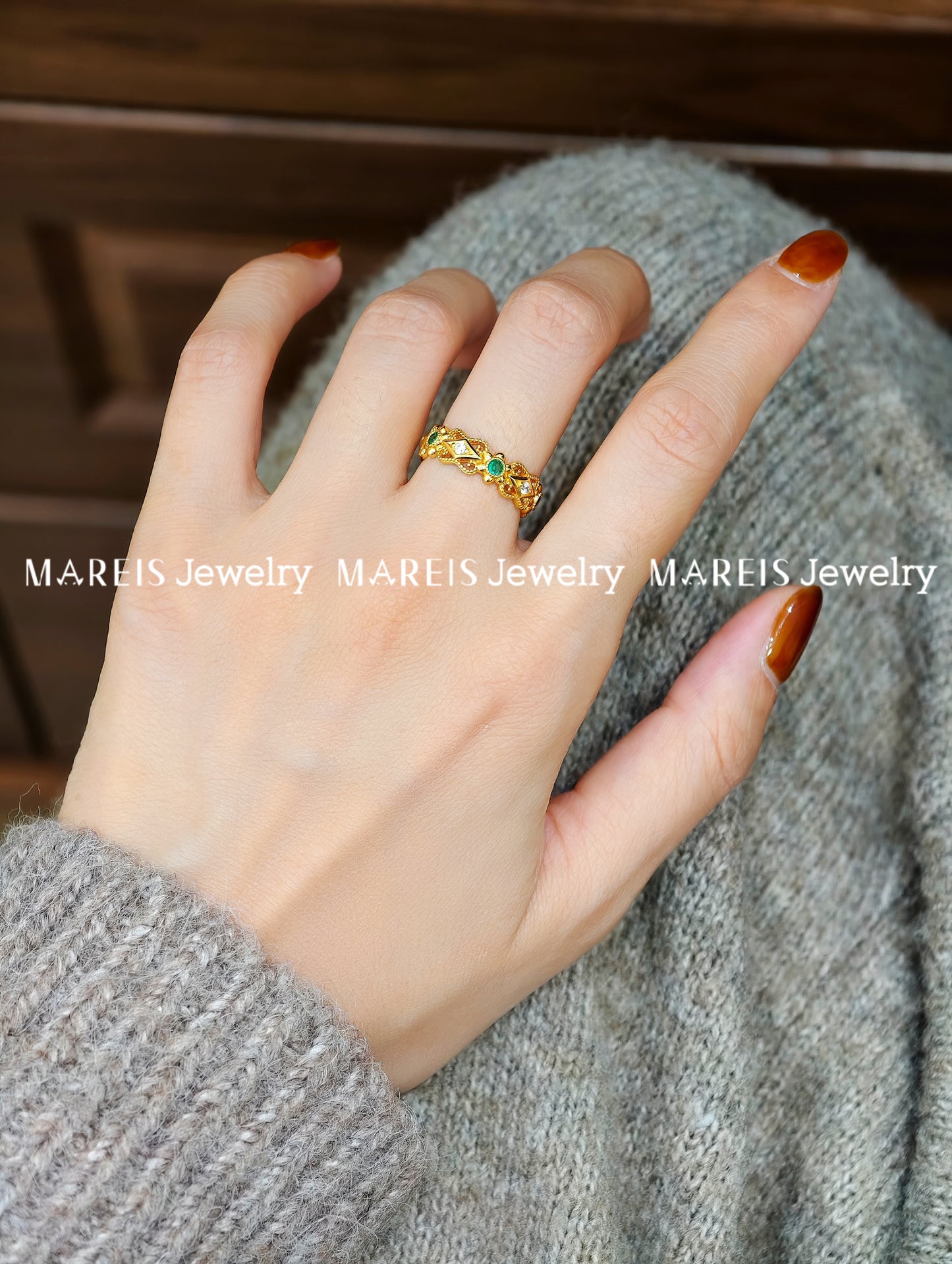 18K Gold Plated Peranakan Ring