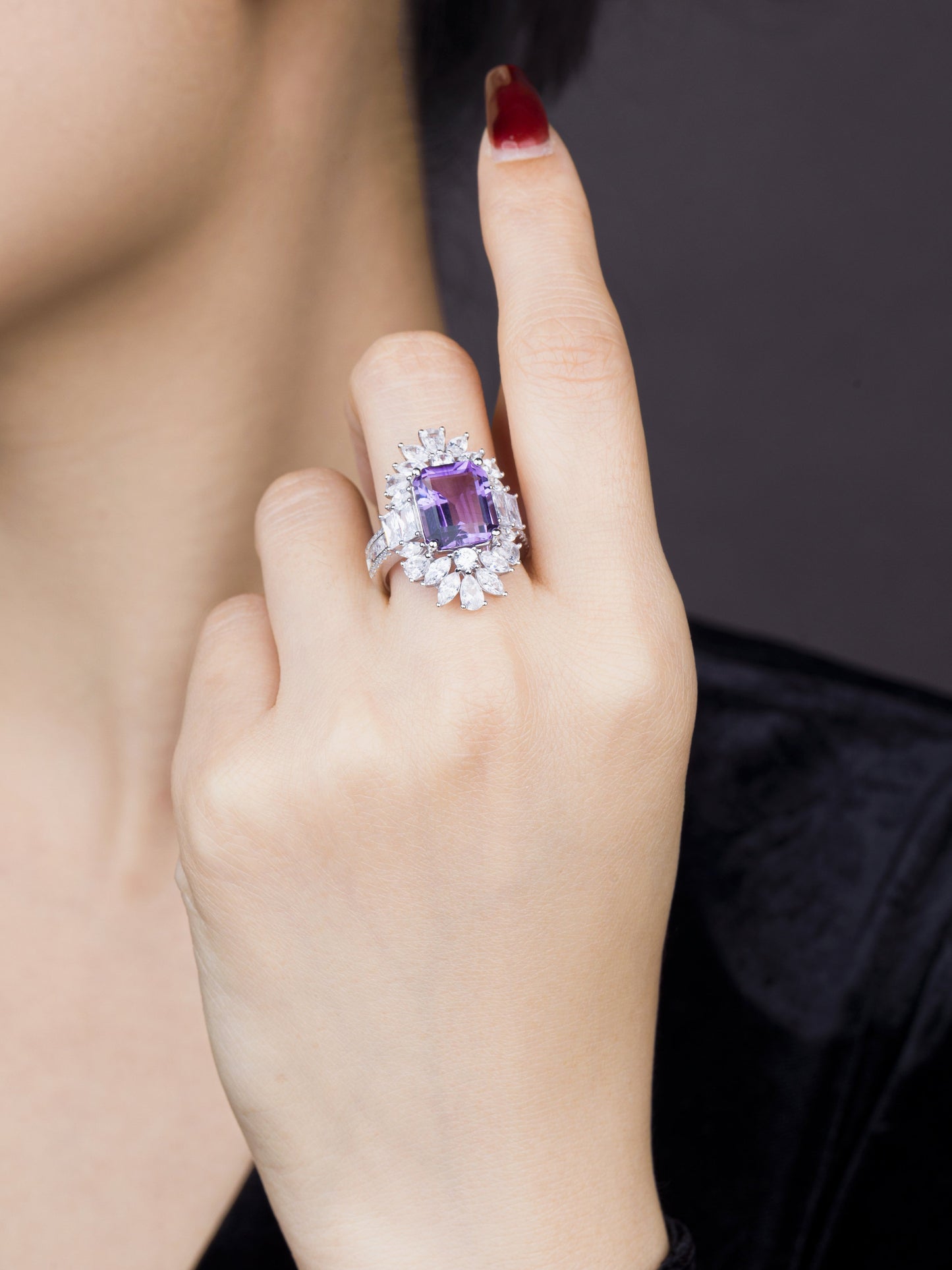 Starlit Reverie : S925 Natural Amethyst Ring