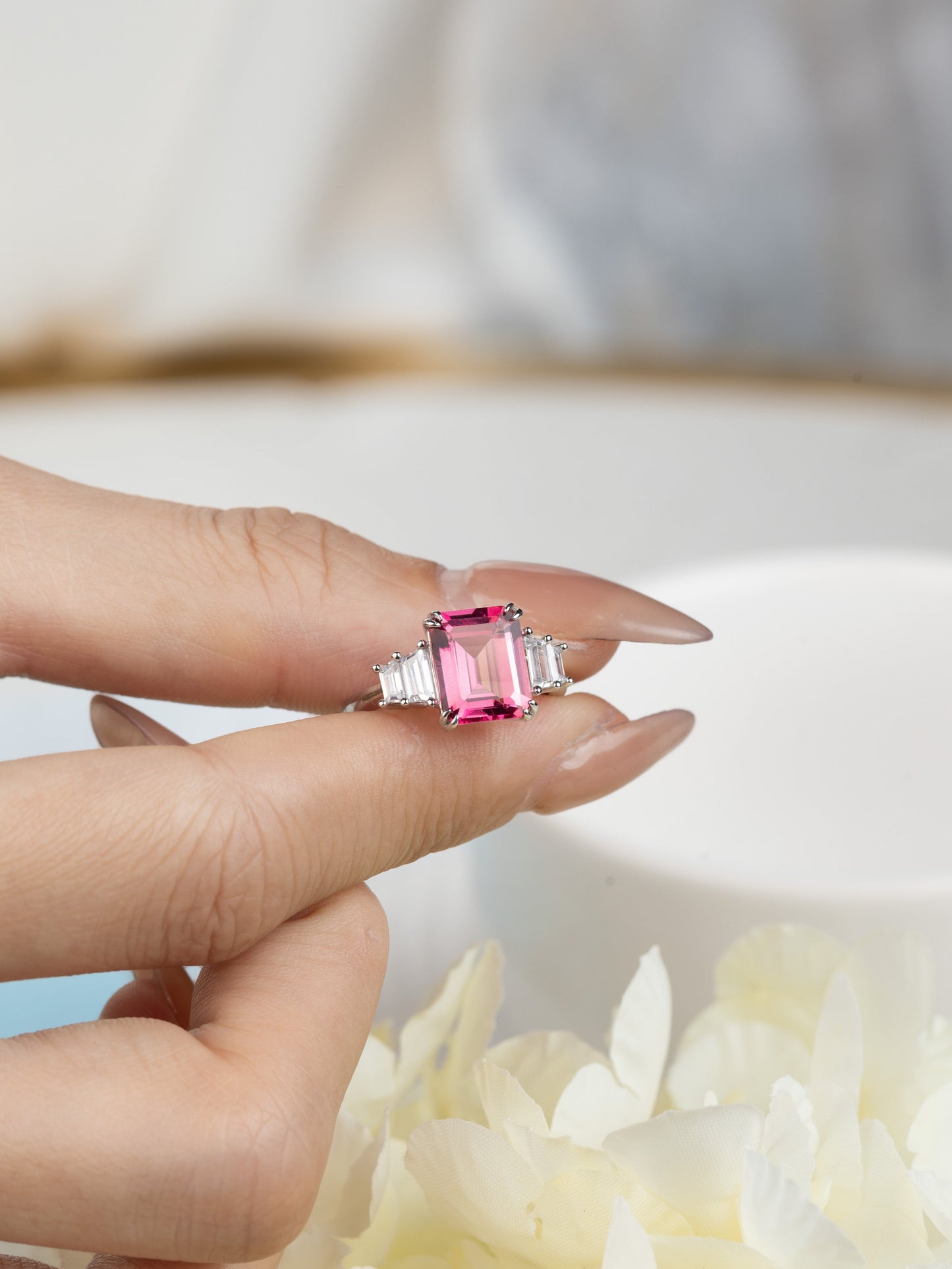 Misty Rose: S925 Natural Pink Topaz Ring