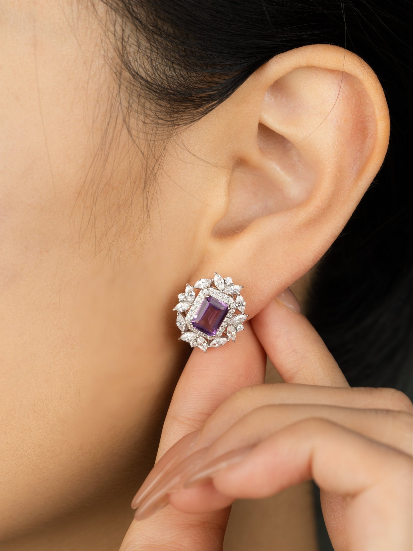 Starlit Reverie : S925 Natural Amethyst Earrings