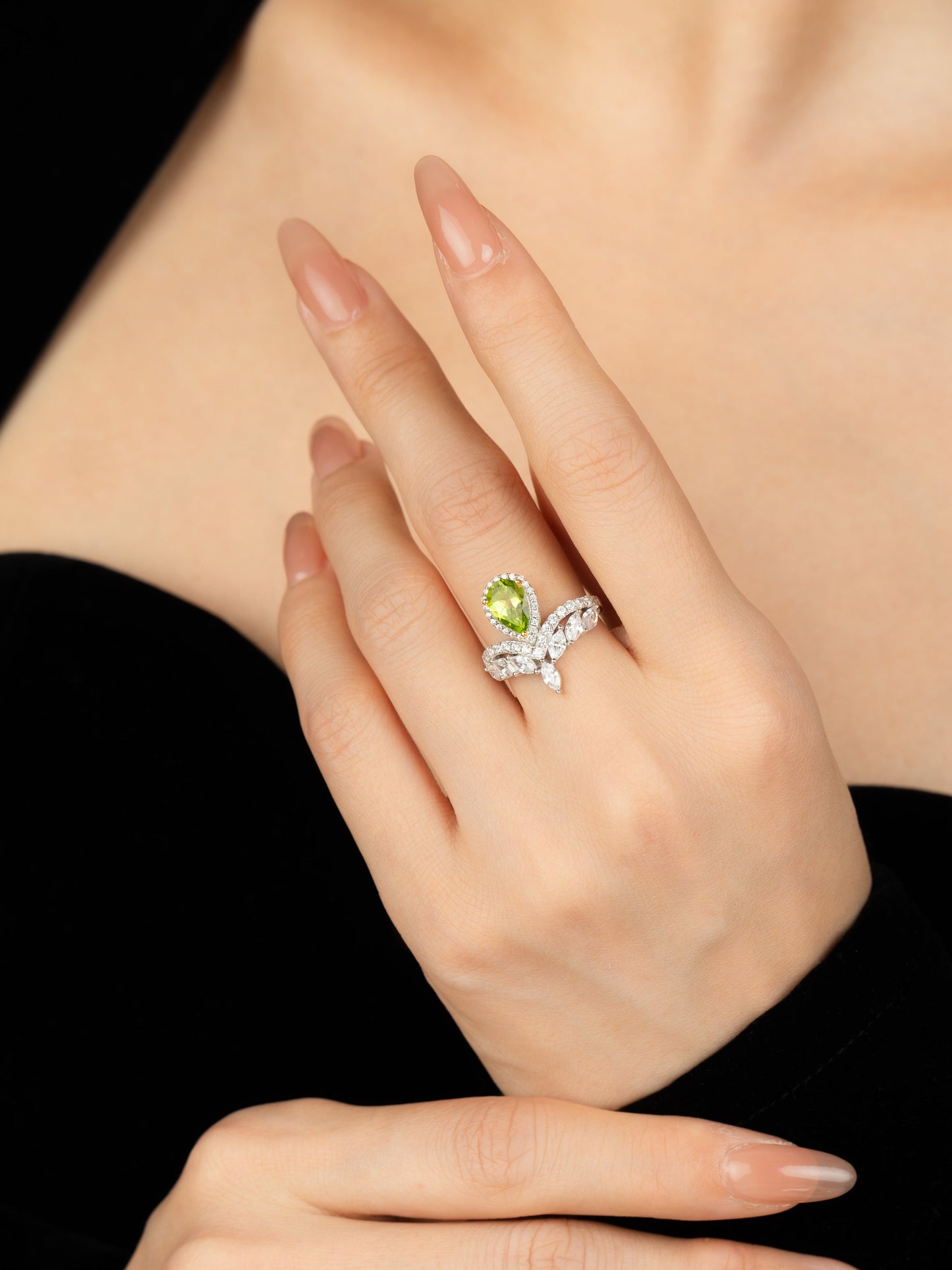 Sicilian Olive: S925 Natural Peridot Ring