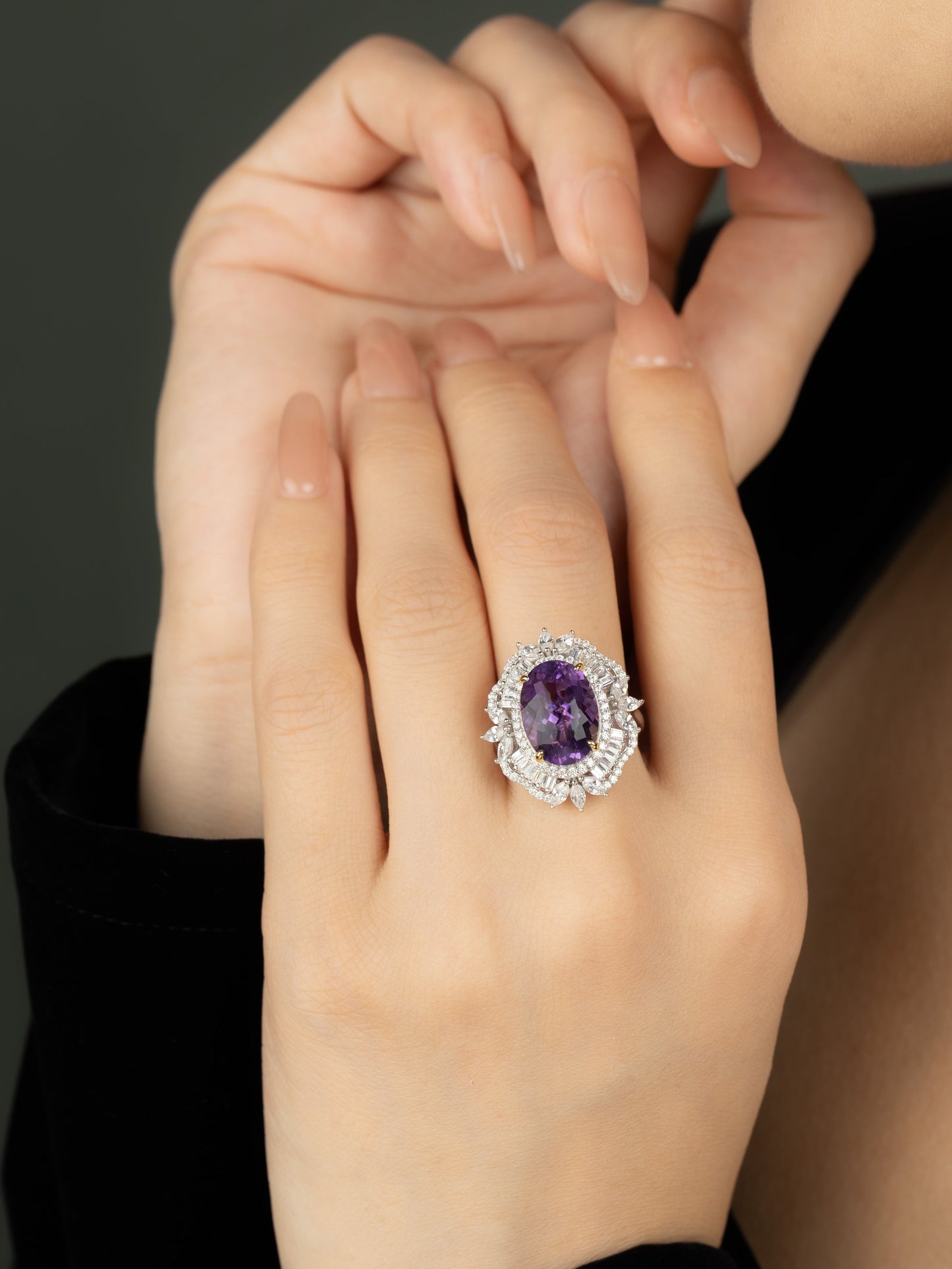 Wisteria: 18K Gold Vermeil Amethyst Wisteria Cocktail Ring