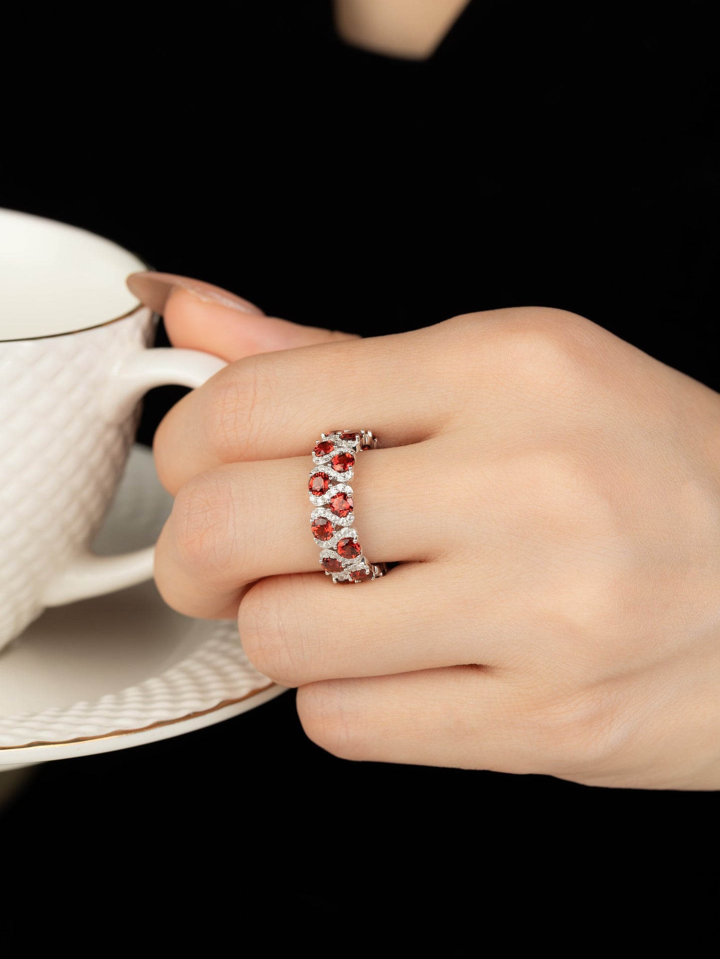 Starlit Splendor: S925 Natural Garnet Ring