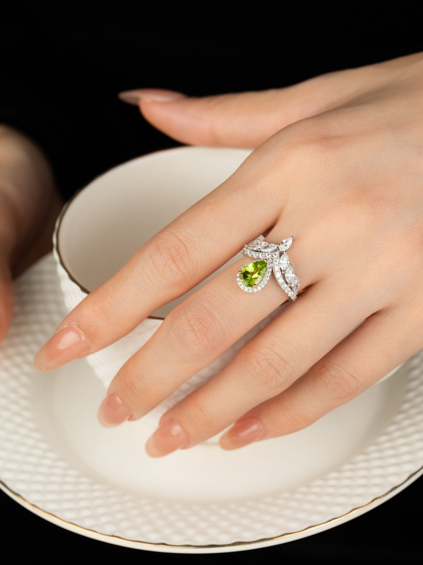 Sicilian Olive: S925 Natural Peridot Ring