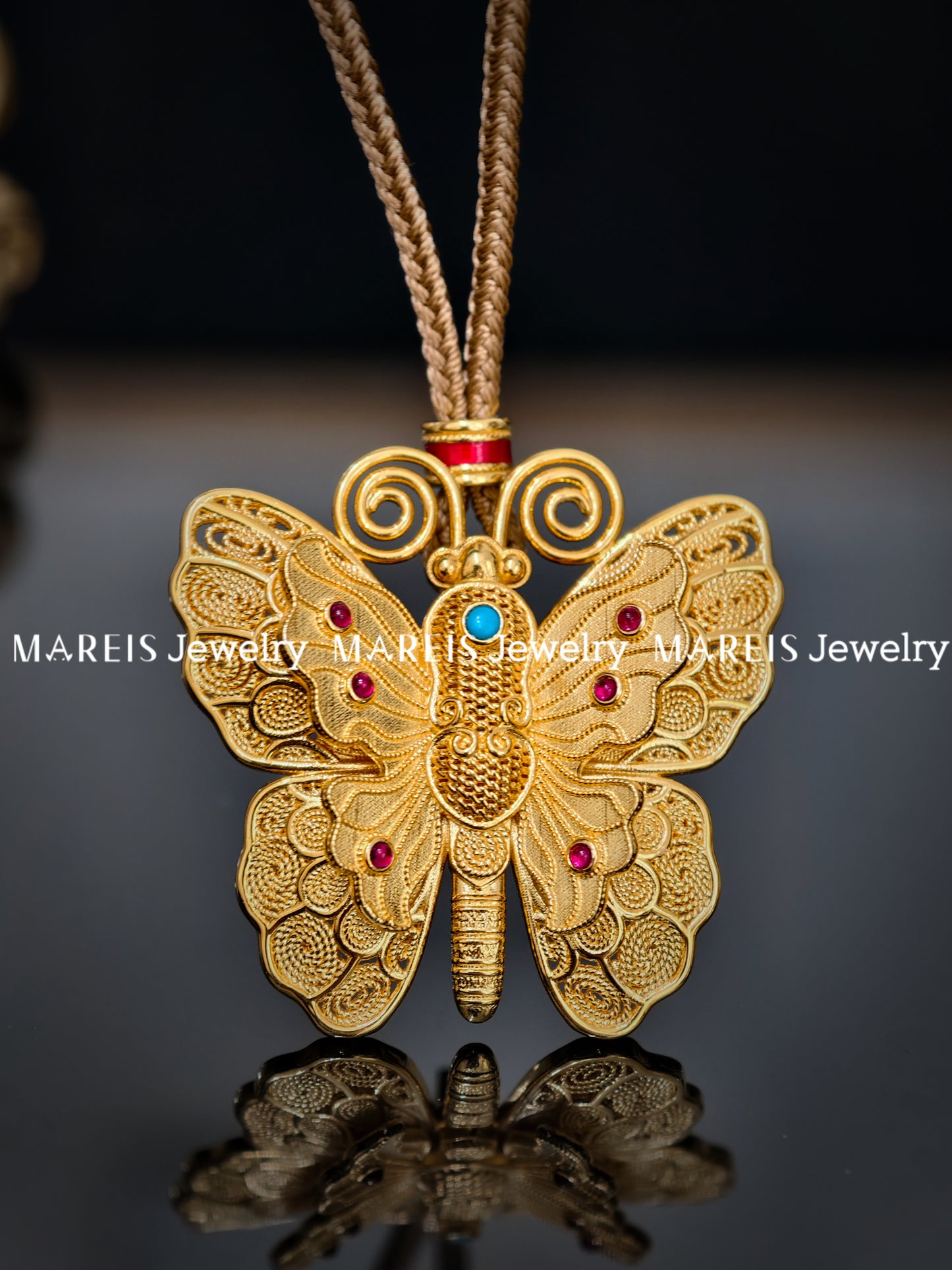 18K Gold Plated Timeless Filigree Butterfly Pendant