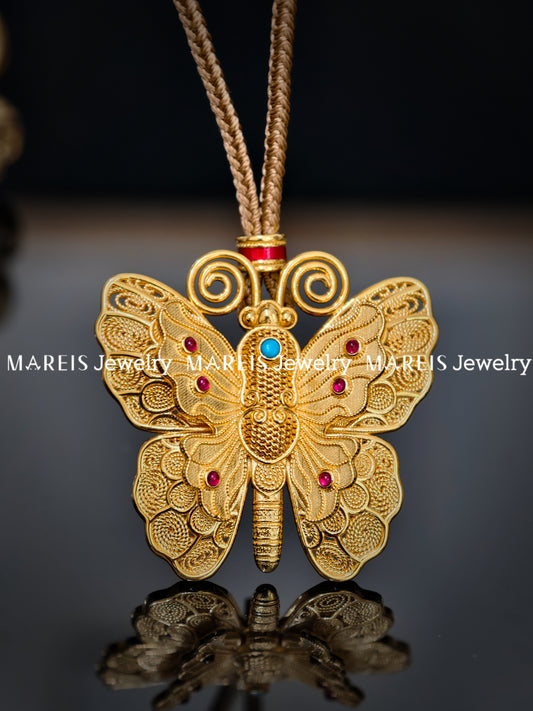 18K Gold Plated Timeless Filigree Butterfly Pendant