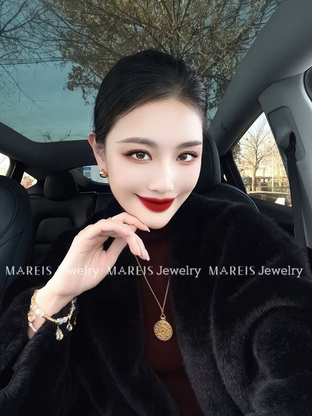 18K Gold Plated Eight Treasures Compass Pendant