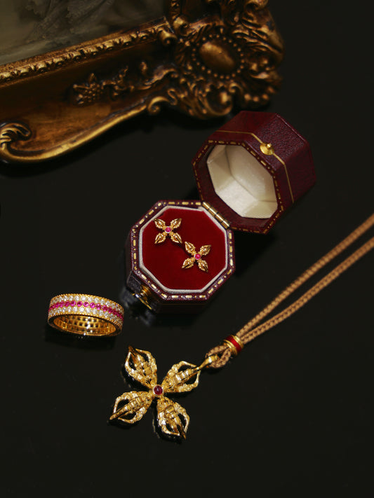 18K Gold Plated Vajra Ear Studs