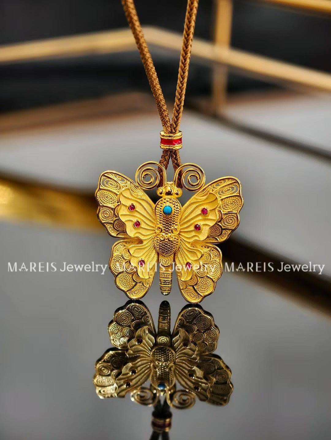 18K Gold Plated Timeless Filigree Butterfly Pendant