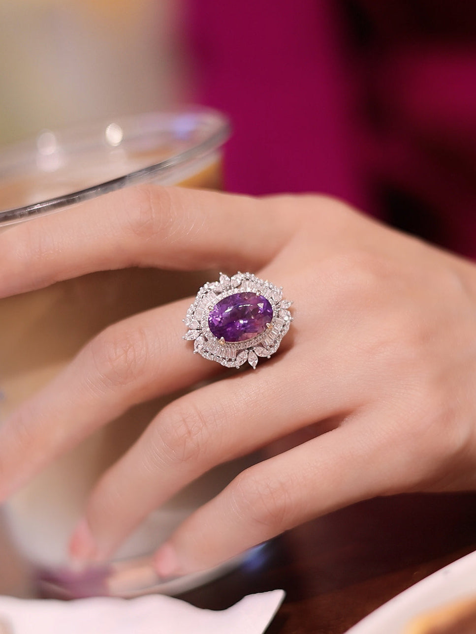 Wisteria: 18K Gold Vermeil Amethyst Wisteria Cocktail Ring