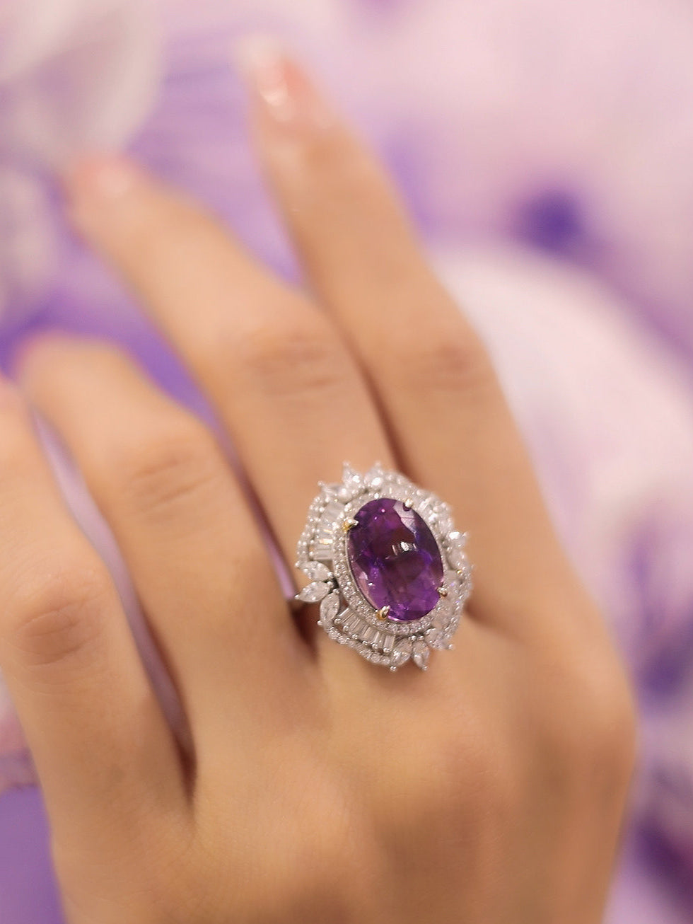 Wisteria: 18K Gold Vermeil Amethyst Wisteria Cocktail Ring