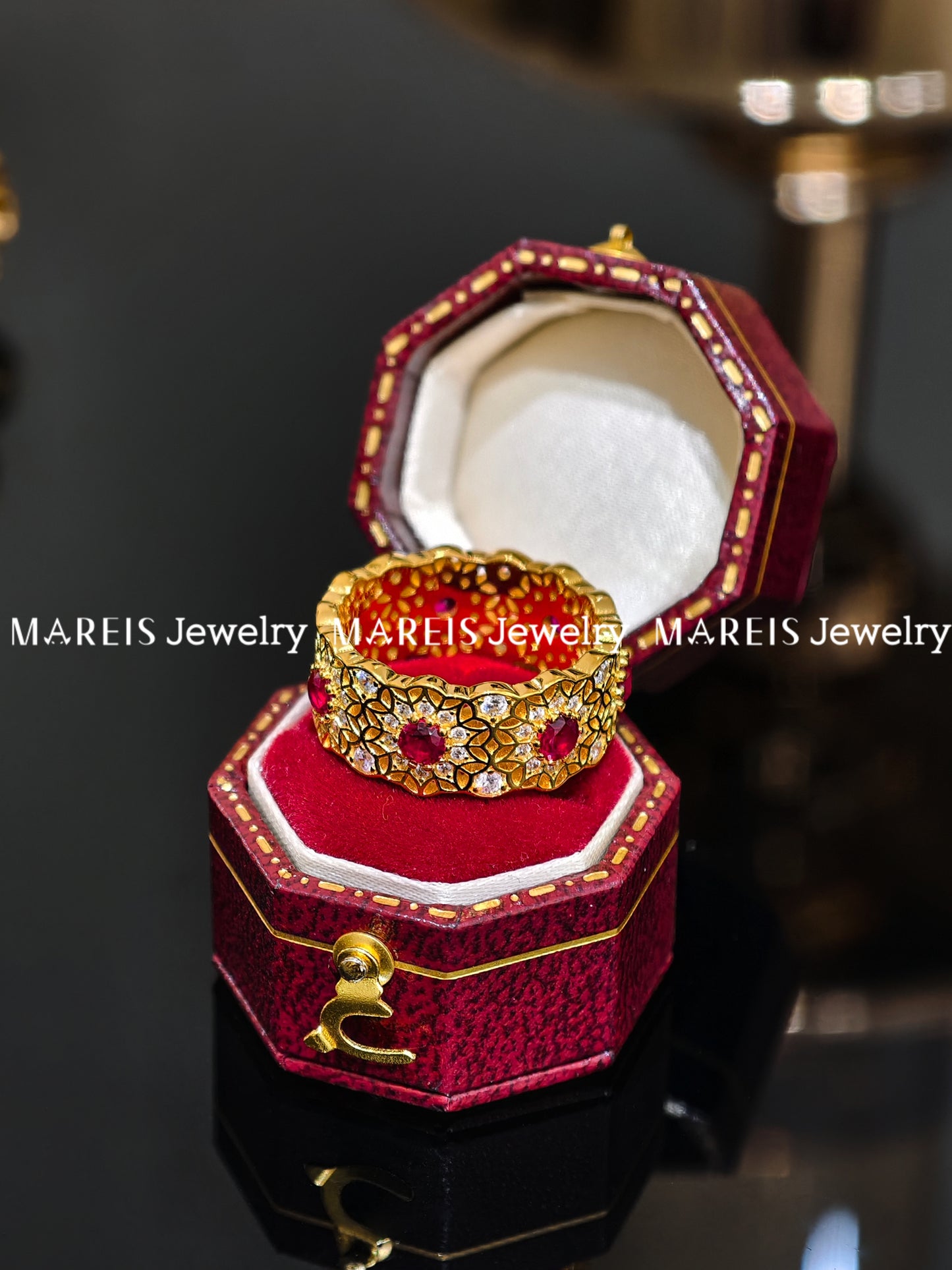 18K Gold Plated Rose Window Ring