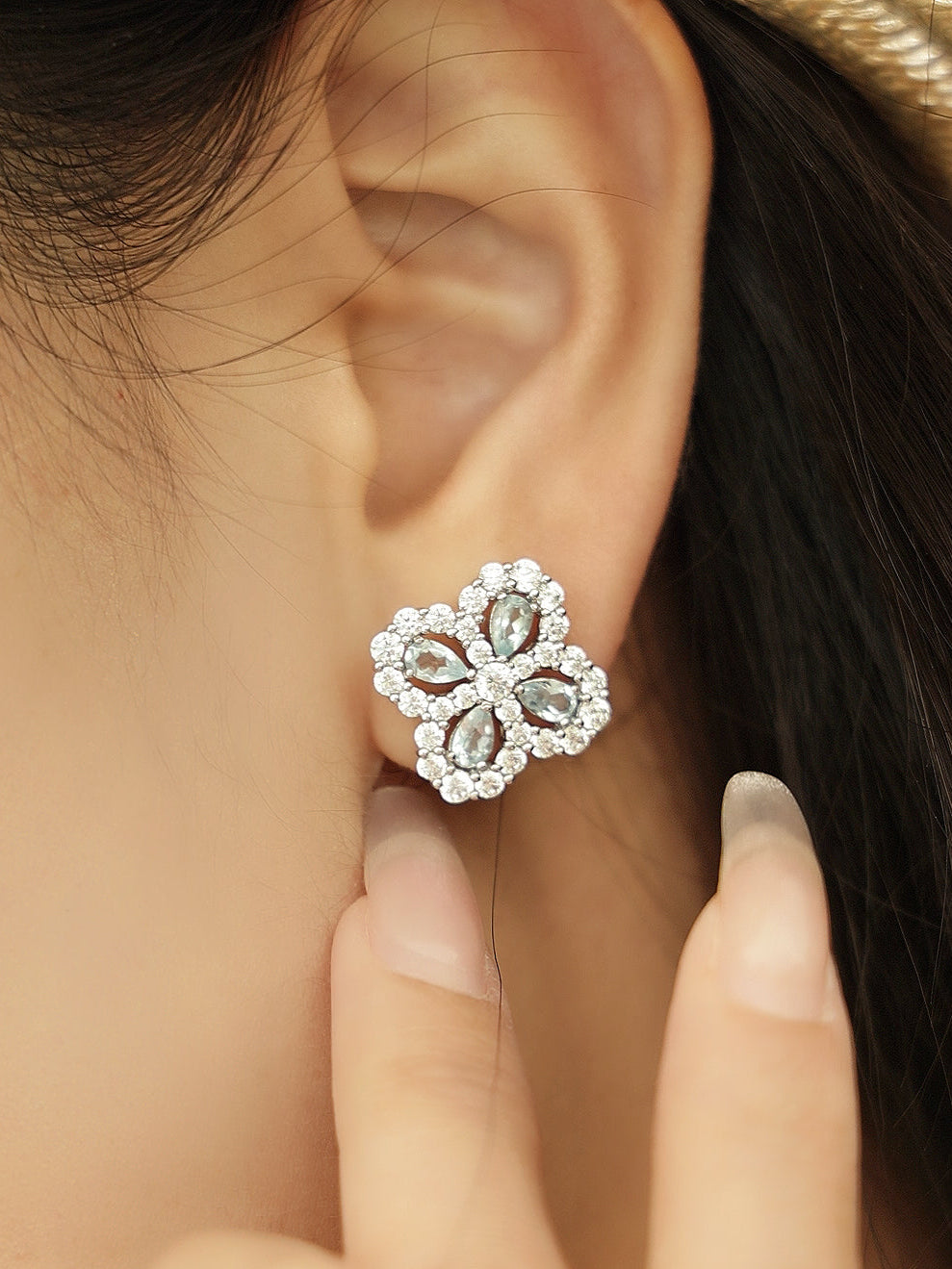 Serenade of Fortune: S925 Natural Sky Blue Topaz Earrings