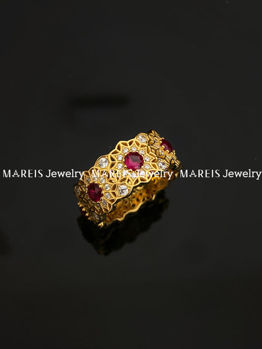 18K Gold Plated Rose Window Ring