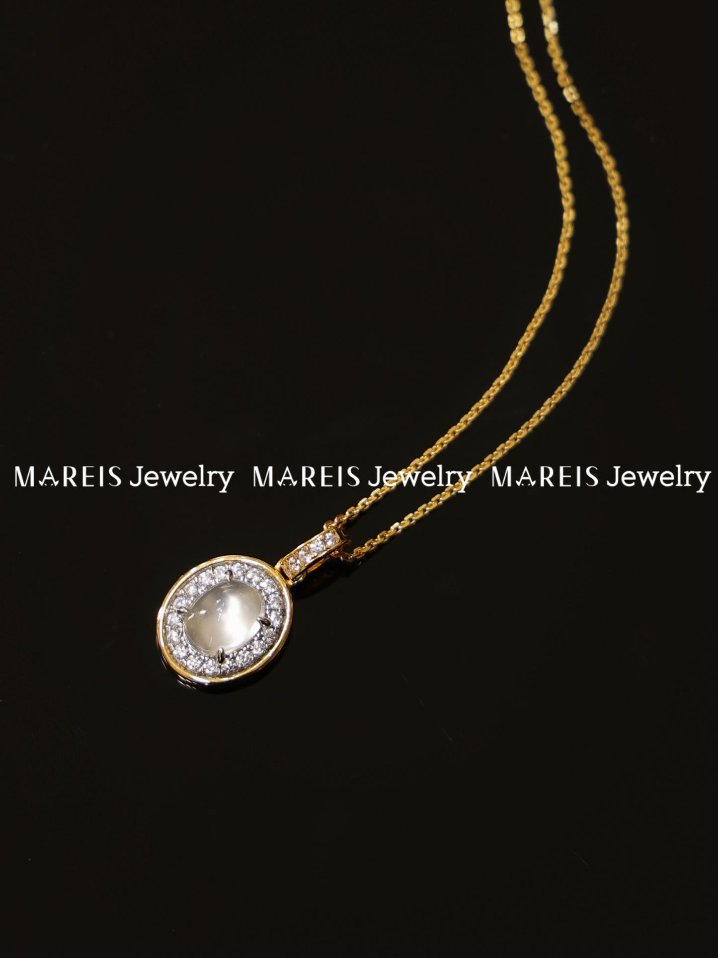 18K Gold Plated Luxe Oval Jade-albite Necklace