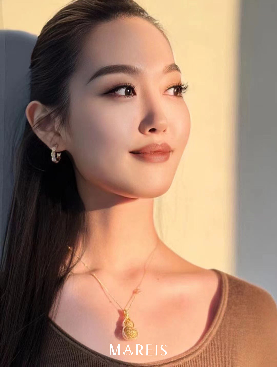 18K Gold Plated Filigree Inlaid Lucky Hulu Necklace