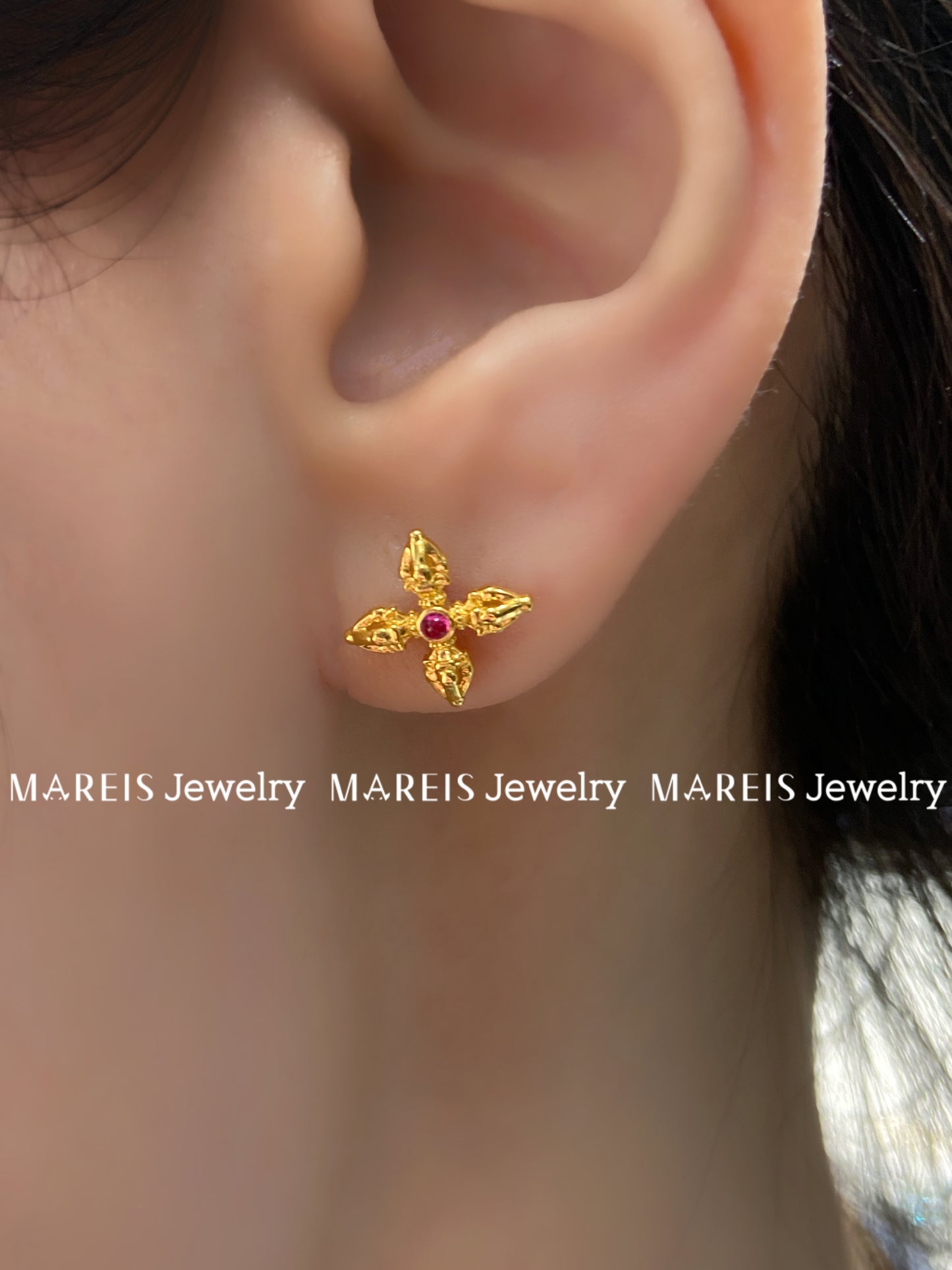 18K Gold Plated Vajra Ear Studs