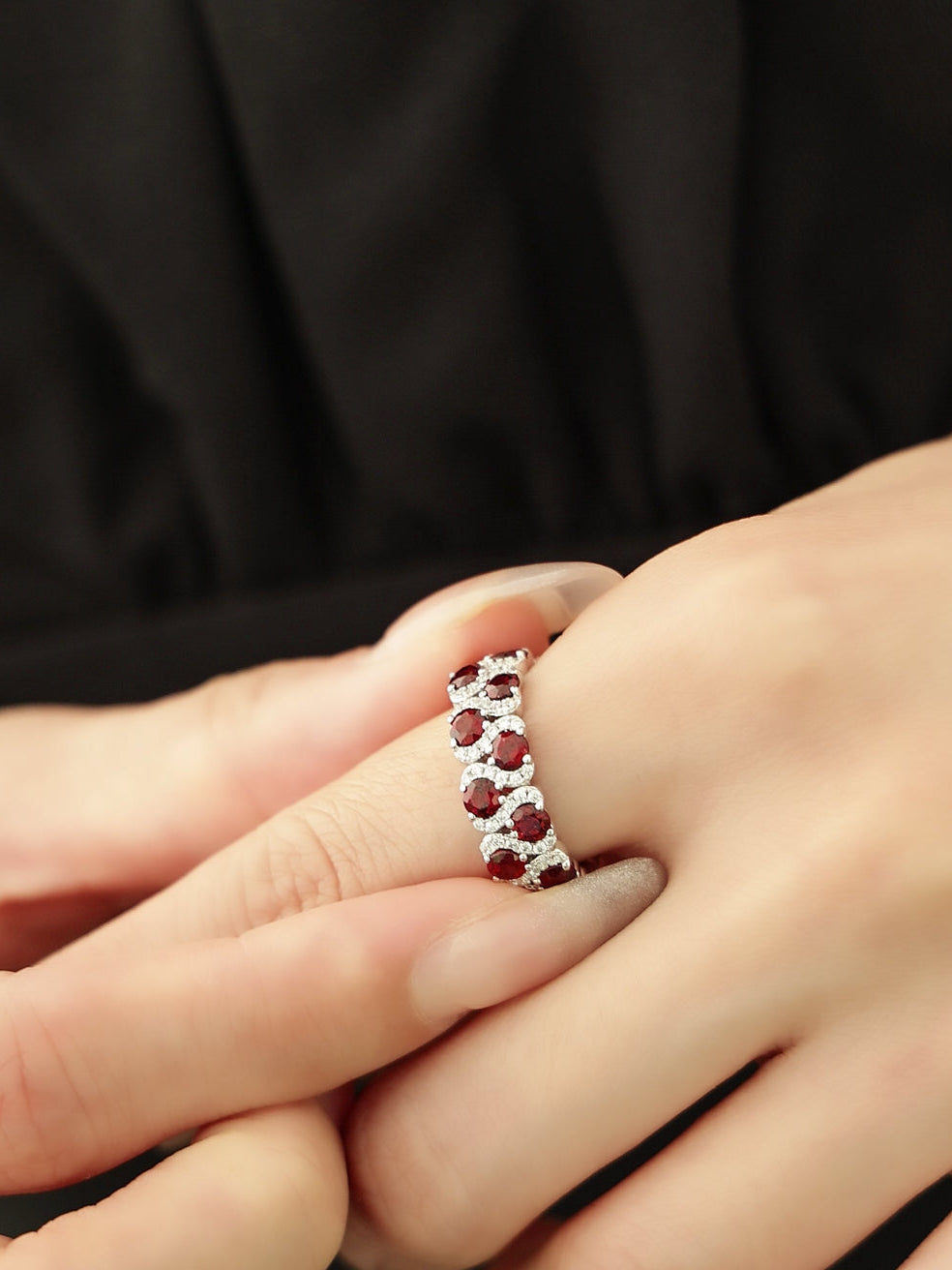 Starlit Splendor: S925 Natural Garnet Ring