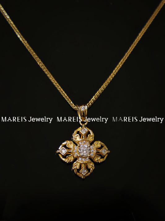 18K Gold Plated Filigree Vajra Pendant
