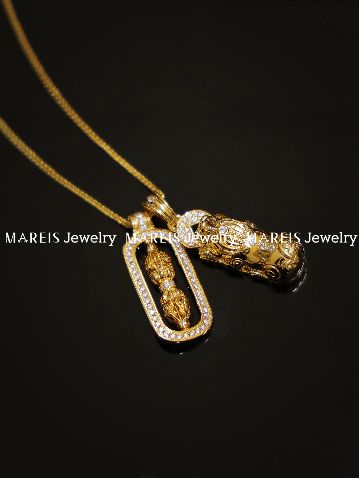 18K Gold Plated Fortune Prayer Wheel Necklace