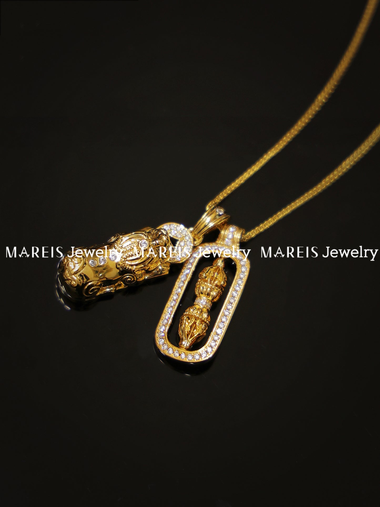 18K Gold Plated Fortune Prayer Wheel Necklace