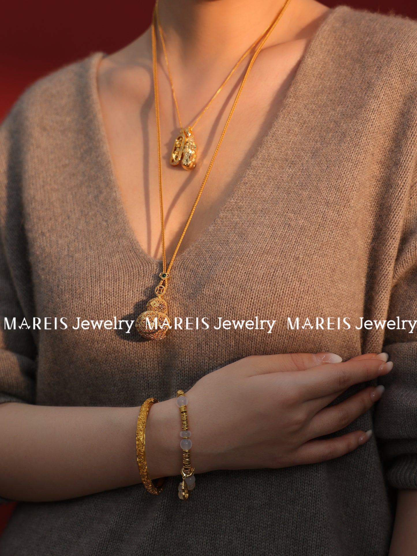 18K Gold Plated Entwisted Vine Hulu Necklace