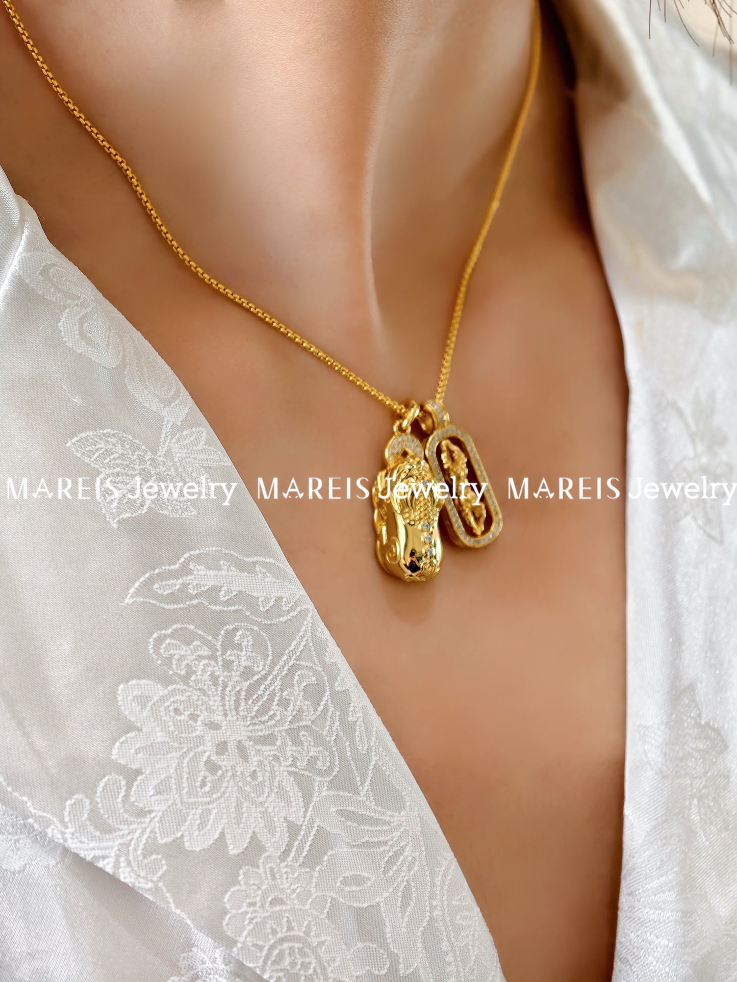 18K Gold Plated Fortune Prayer Wheel Necklace