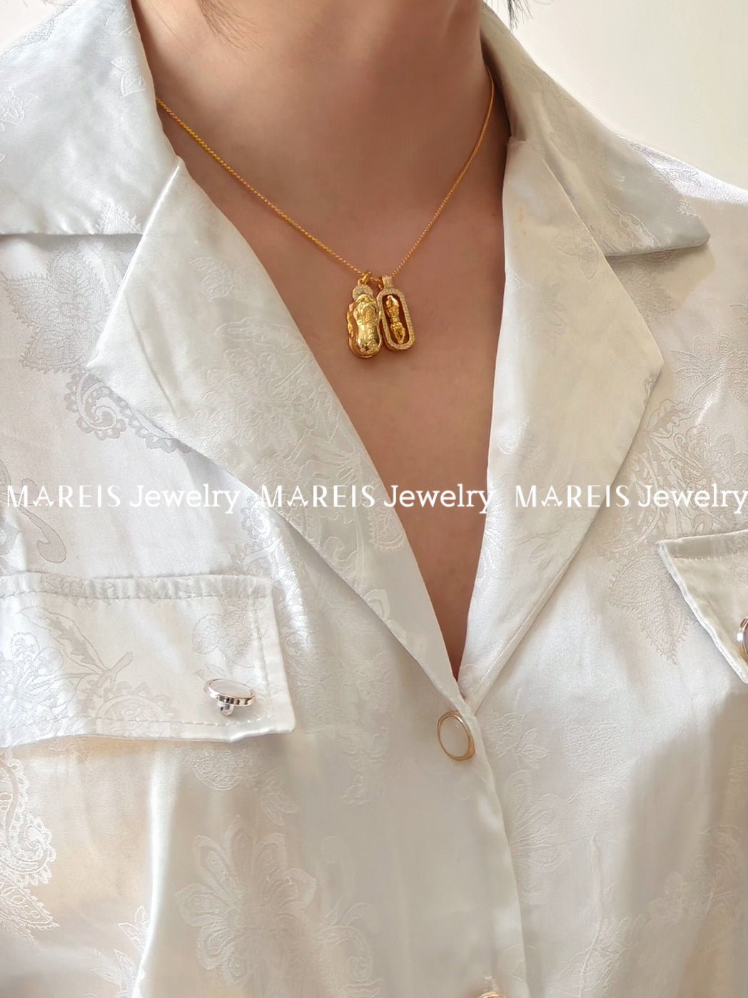 18K Gold Plated Fortune Prayer Wheel Necklace