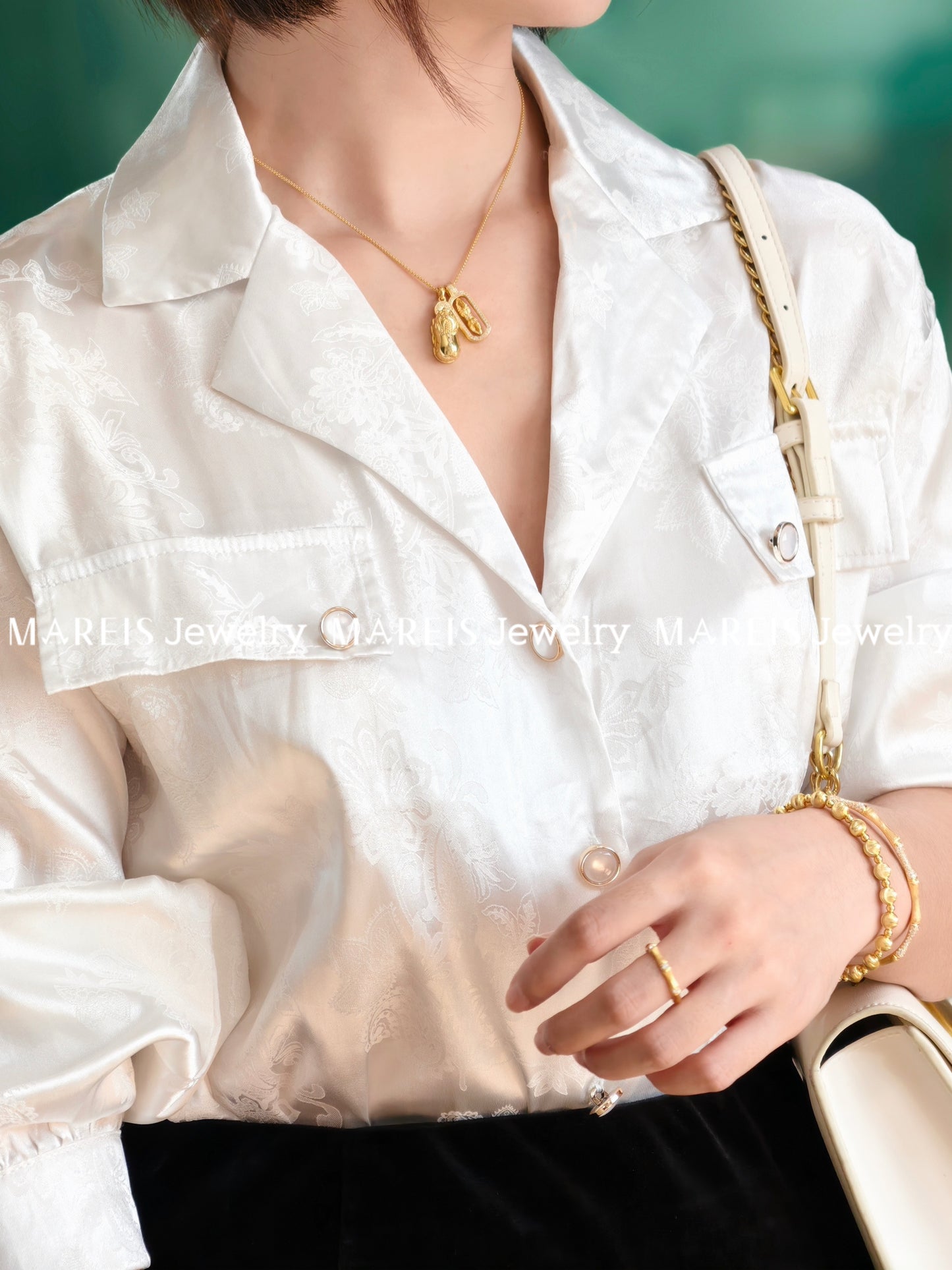 18K Gold Plated Fortune Prayer Wheel Necklace