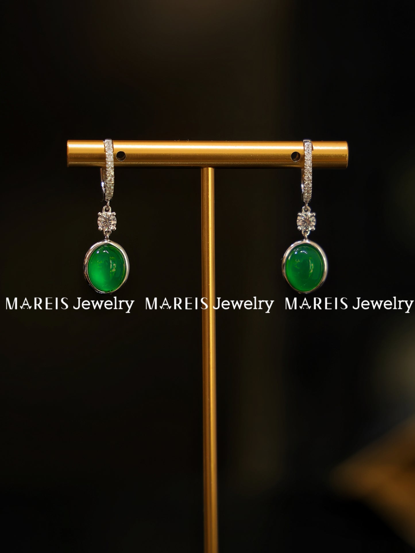 S925 Chalcedony Cabochon Earrings