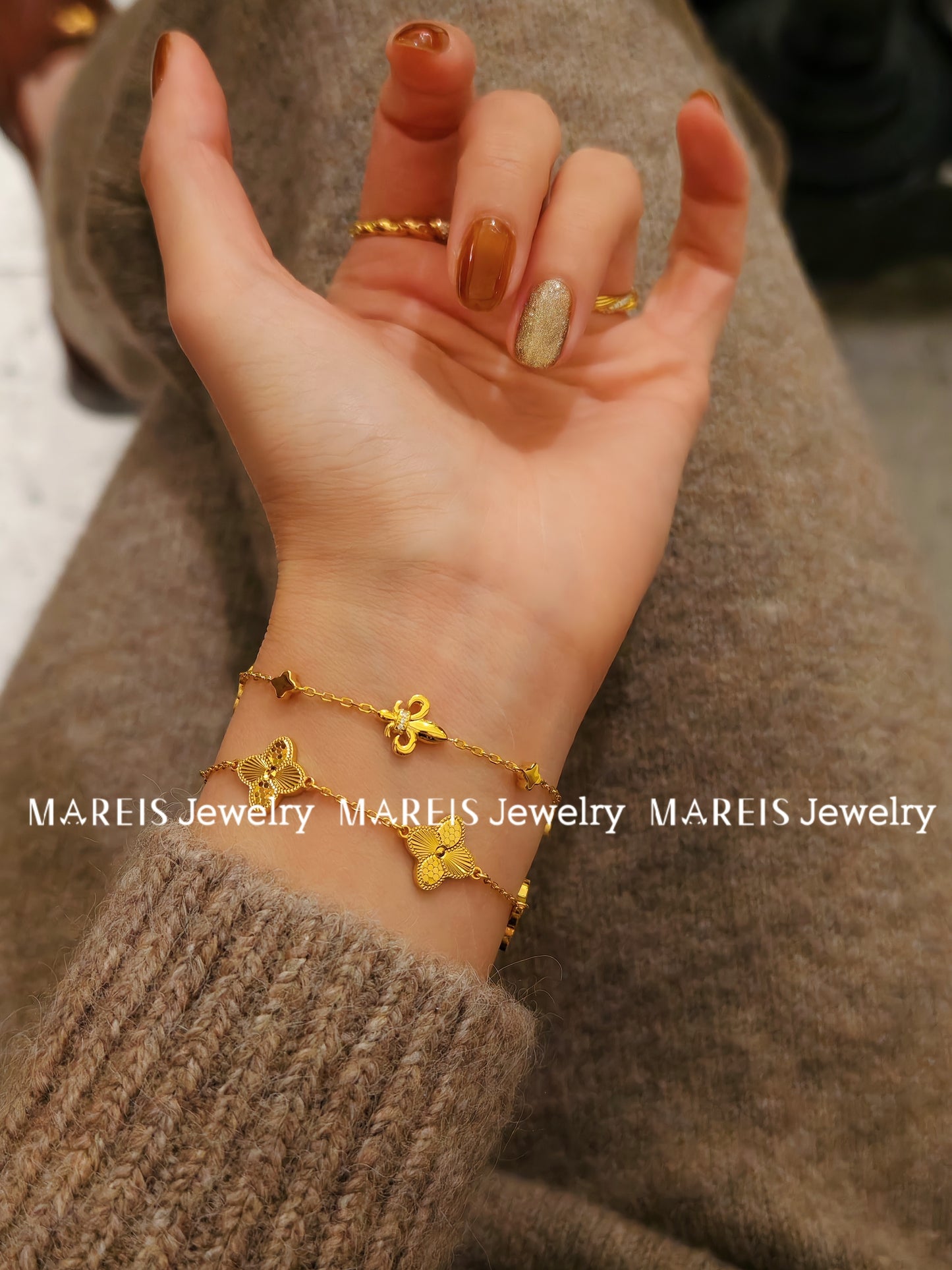 18K Gold Plated Clover Bracelet