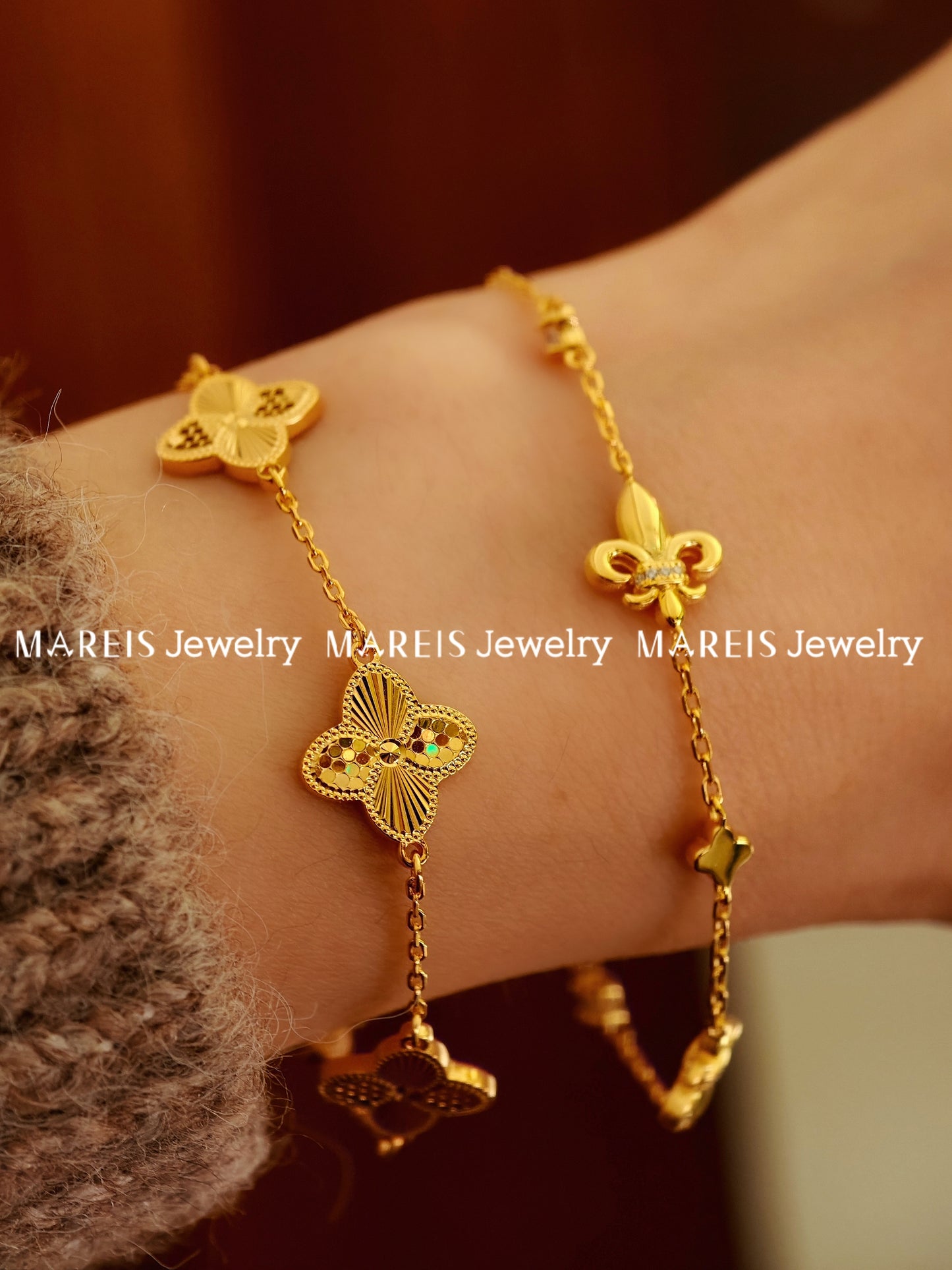 18K Gold Plated Clover Bracelet