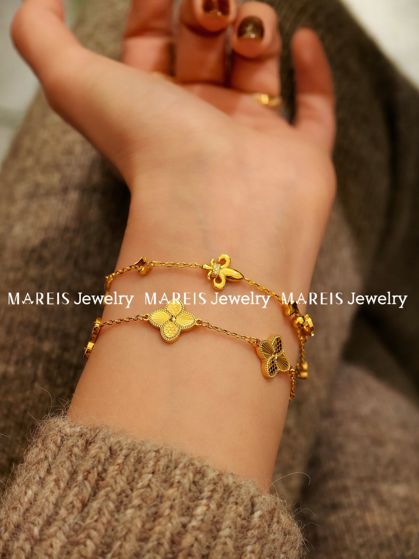 18K Gold Plated Clover Bracelet