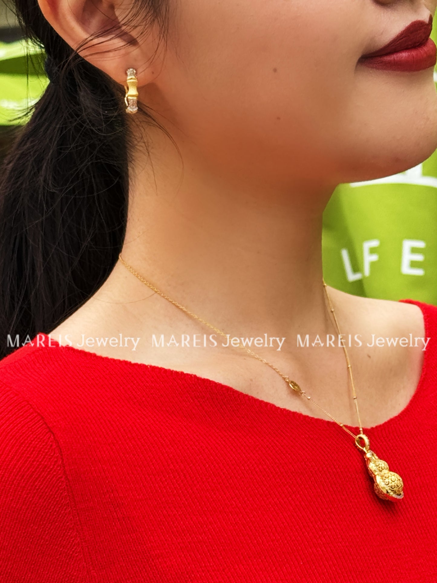 18K Gold Plated Filigree Inlaid Lucky Hulu Necklace